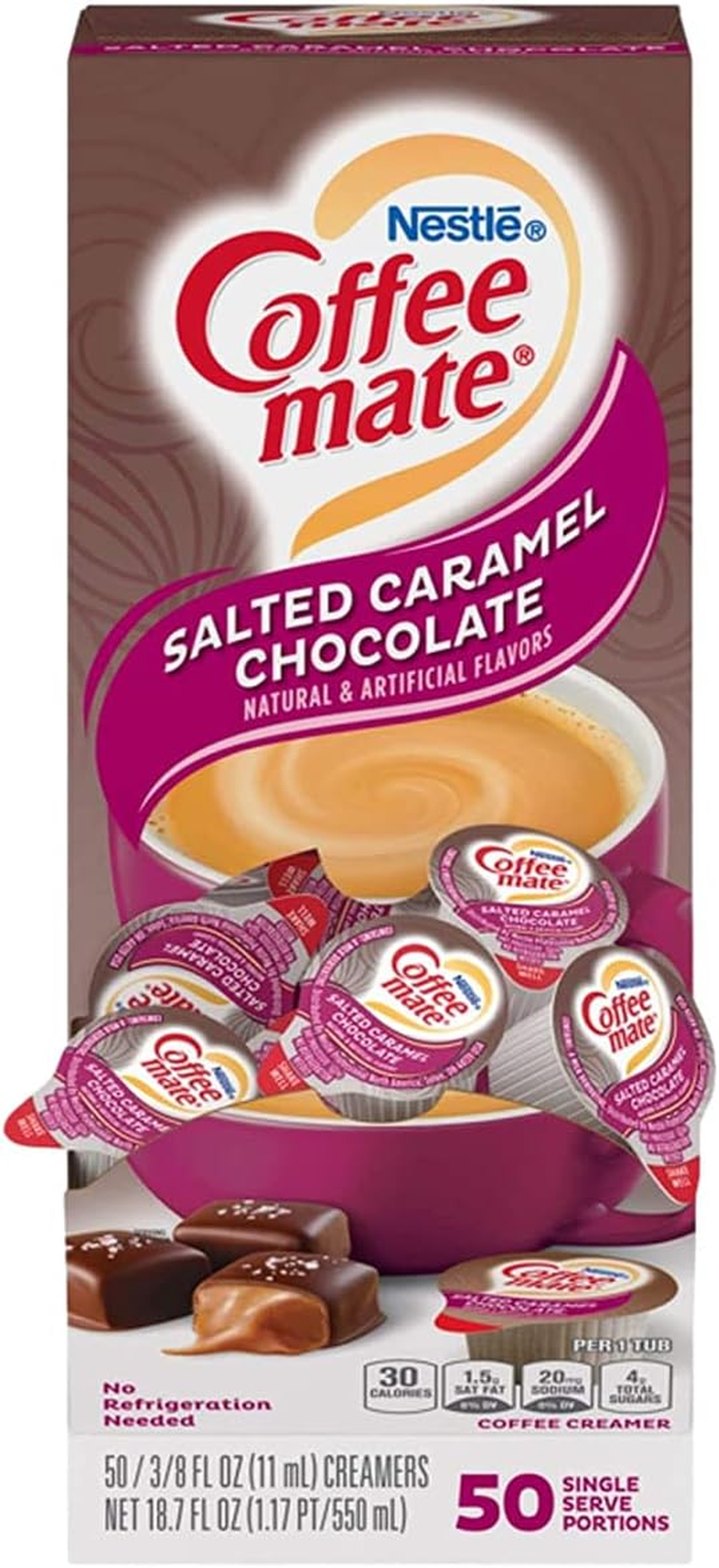 Coffee Mate Salted Caramel Chocolate 50 Single Serve Portions Liquid Coffee Creamer 18.7FL Mini Cups image number 1