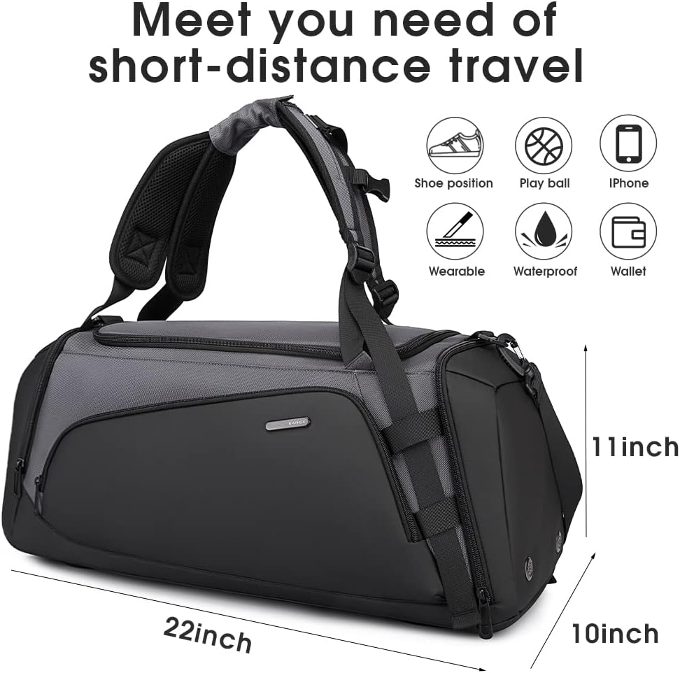 BANGE Gym Sports Duffel Backpack for Man & Women&hellip;, Grey, Large, Backpack