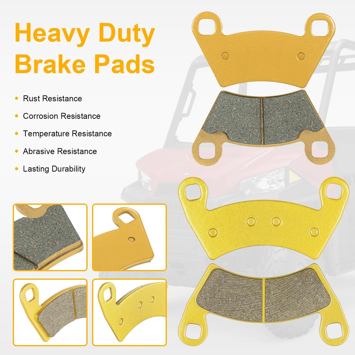 Front and Rear Severe Duty Brake Pads for Polaris ACE RZR Ranger XP 500 570 700 800 900 2202413 2205949 image number 1