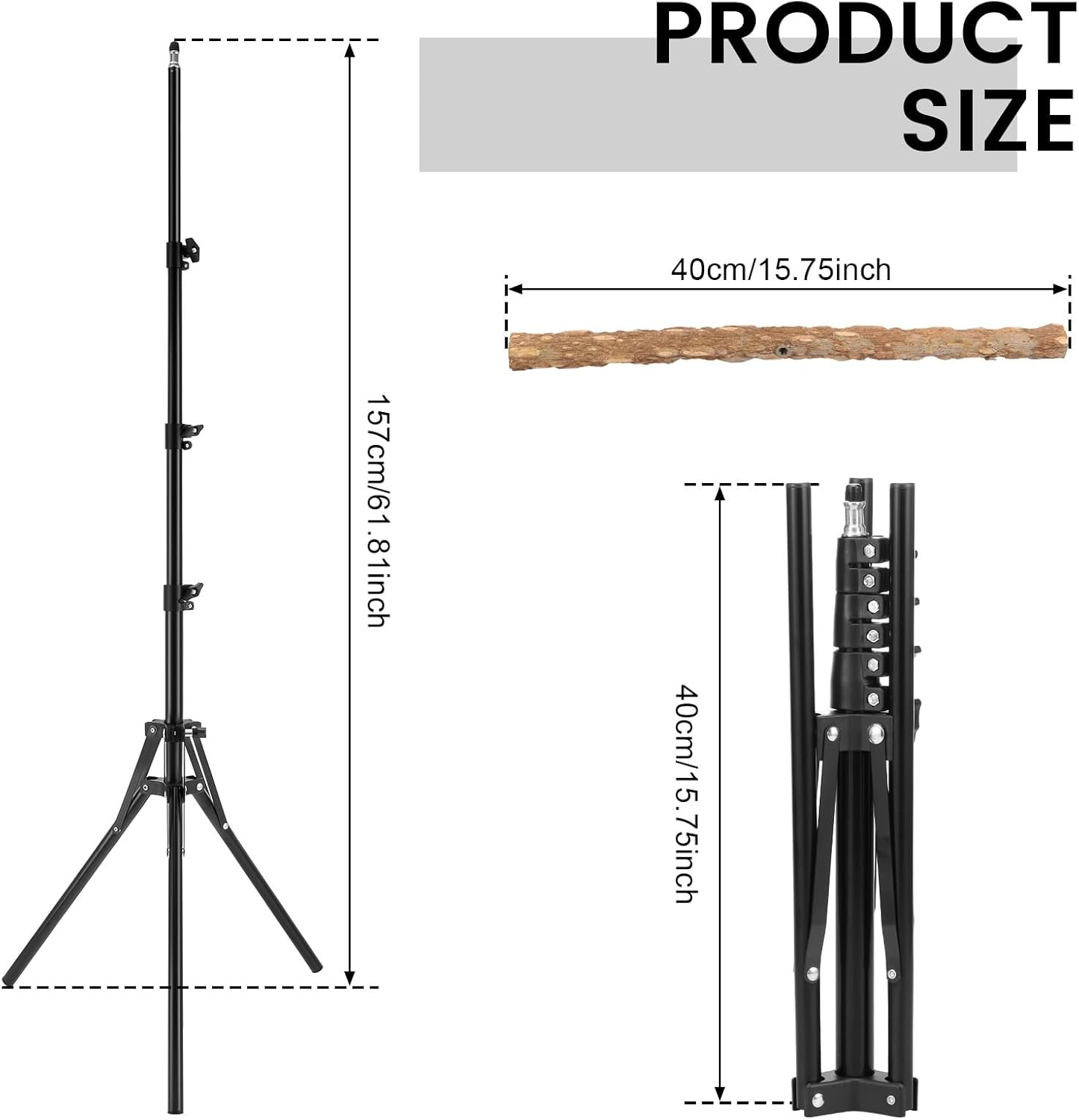 DJAPWPX Wood Bird Perch Stand, Easy to Install Bird Shower Perch, 16-63 in Height Adjustable Parrot Training Stand, Parrot Rack for Indoor and Outdoor image number 2