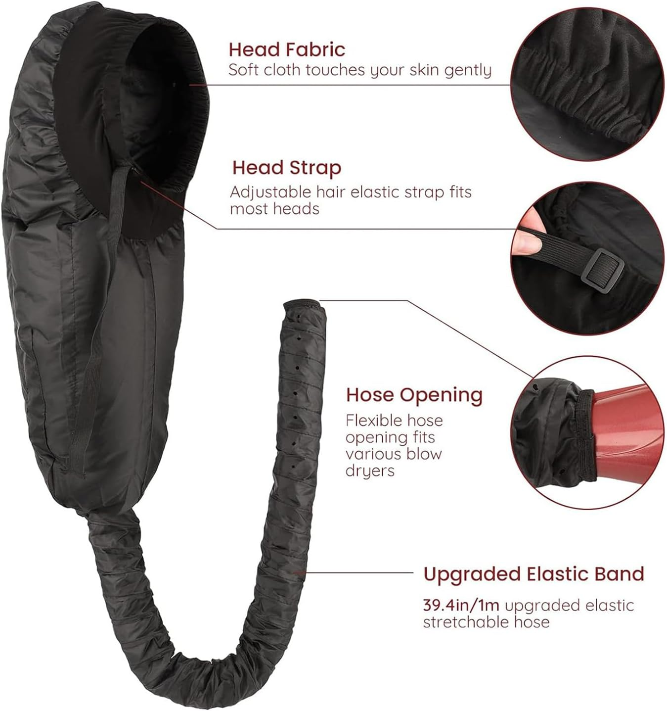 Bonnet Hair Dryer Attachment, Upgraded Extra Large Hooded Hair Dryer, Adjustable Soft Blow Dryer Caps, Fast Drying for Natural Curly Hair Styling - Purple image number 3