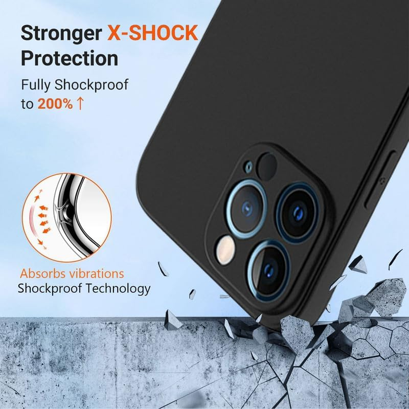 HGJTFANY Mobile Phone Case for Nubia Focus 5G (6.60 Inches) with Tempered Glass Film, Black Soft Silicone Shockproof Case Cover, Anti-Scratch TPU Protective Case for Nubia Focus 5G - XS40