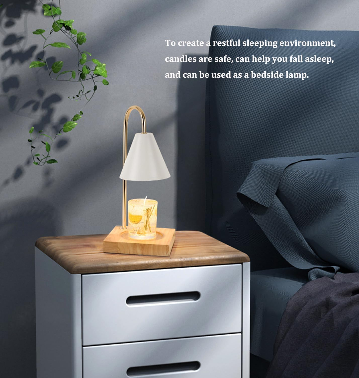 Candle Warmer Lamp, Compatible with Small & Large Jar Candles, Gifts for Mom, Dimmable Lamp Style Candle Melter for Wax Melt, Bedroom Sleep Aid Home Decor (White) - White image number 3