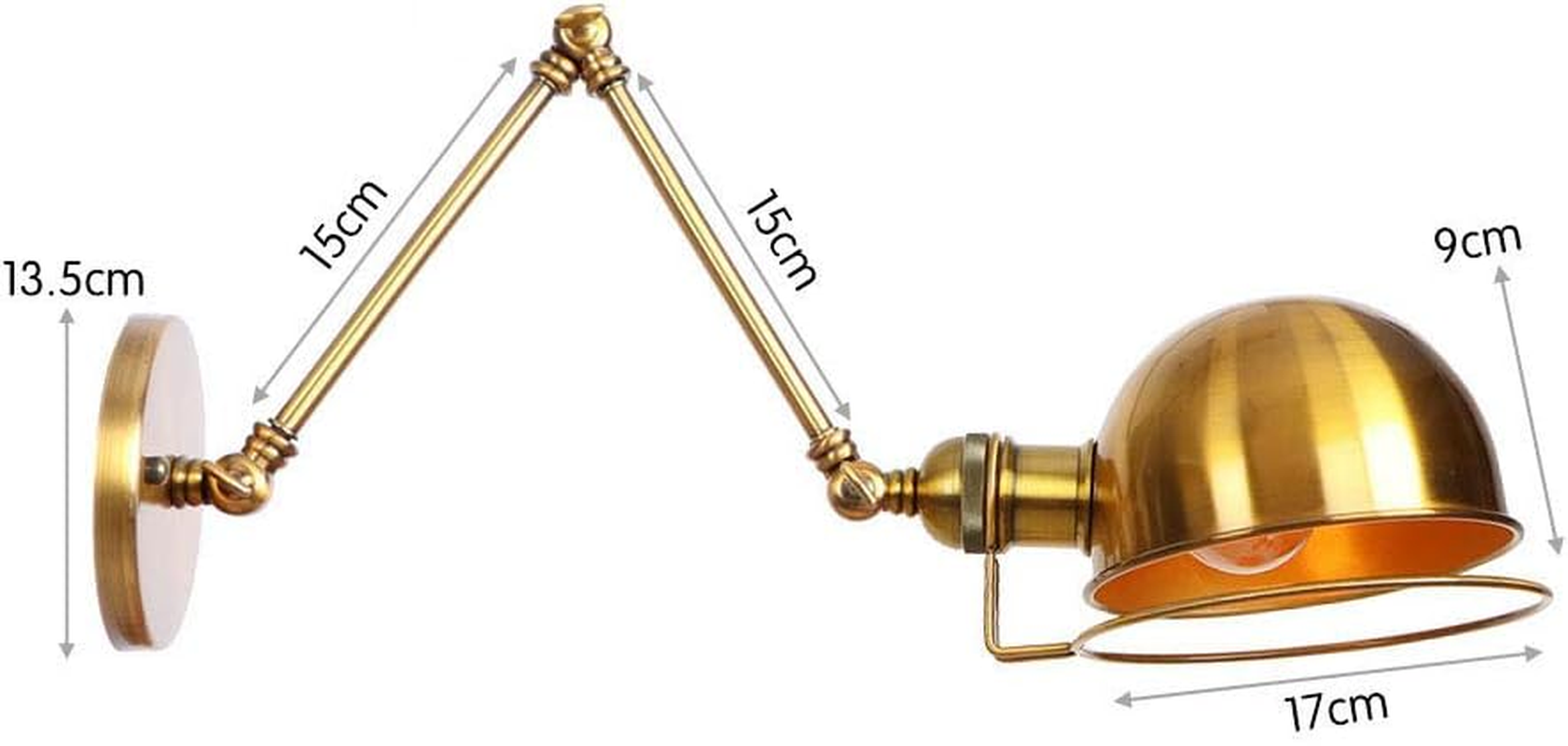 Vintage Wall Light Industrial Lighting,Indoor Retro Lights Wire Metal Cage,Home Decoration Lights Fixture(E27*One Bulb Included),Gold XXZ