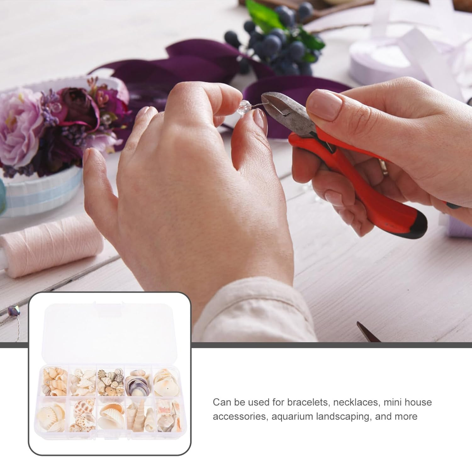 SOLUSTRE 1 Box Natural Tiny Shells Small Sea Shells Decorative Conch Miniature Seashells Decors for DIY Bottle Ornament Wall Art Beach Party Decor Fish Tank Vase Filler image number 1