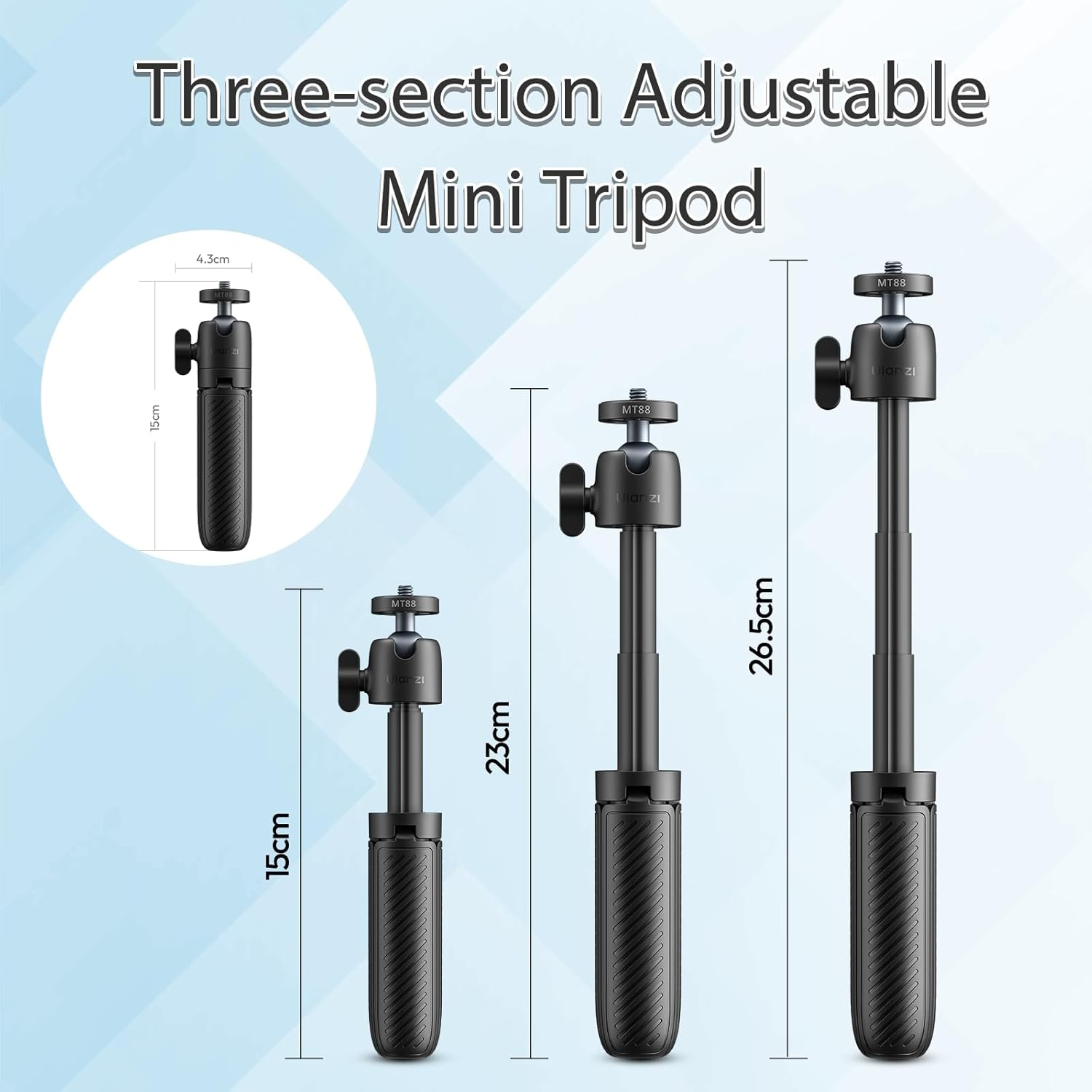 ULANZI MT88 Clipmate Camera Tripod, Selfie Stick W Velcro Strap & Action Camera Adapter, Mini Tabletop Tripod W Cold Shoe, Travel Tripod for Iphone Series & Action Cam, DJI Pocket3,Insta 360 X5 image number 2