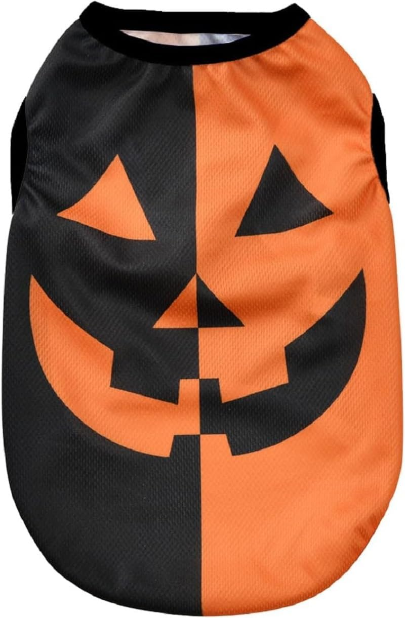 Dog Cat Outfit Pet Halloween Clothes Pumpkin Costume with Pumpkin Smiley Pattern (Black Orange, M) image number 3