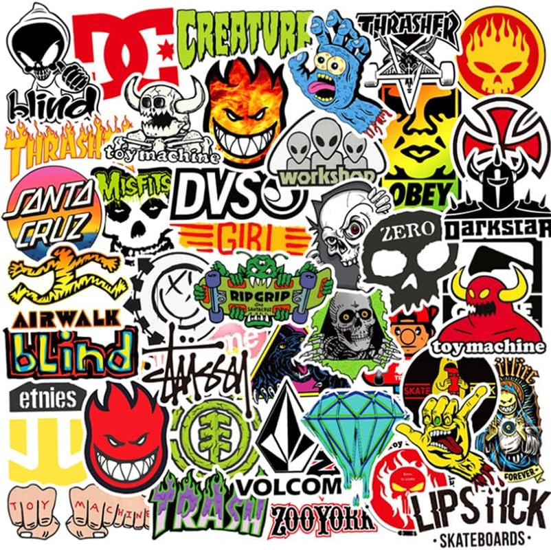 100Pcs Cool Brand Skateboard Teens Skate Stickers for Laptop Water Bottles Car Luggage Bicycle Helmet Motorcycle Bumper (100Pcs World Travel Sign) image number 5