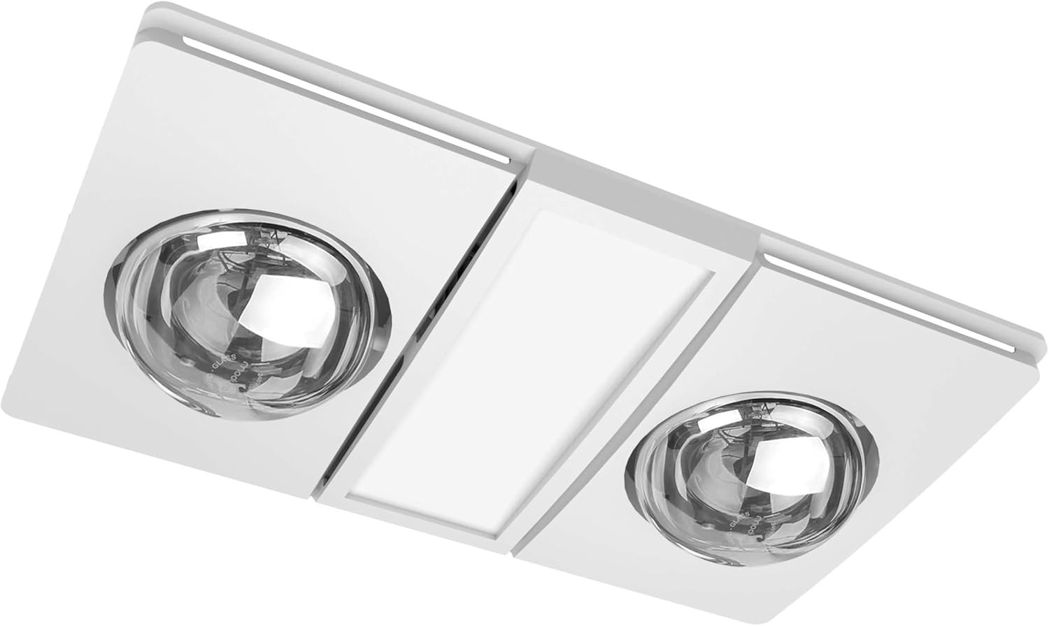 Modura Alllux2 Bathroom 3-In-1 Heater Fan Exhaust 16W Tricolour LED Panel 2X275W Infrared Instant Heat (White) - White image number 2