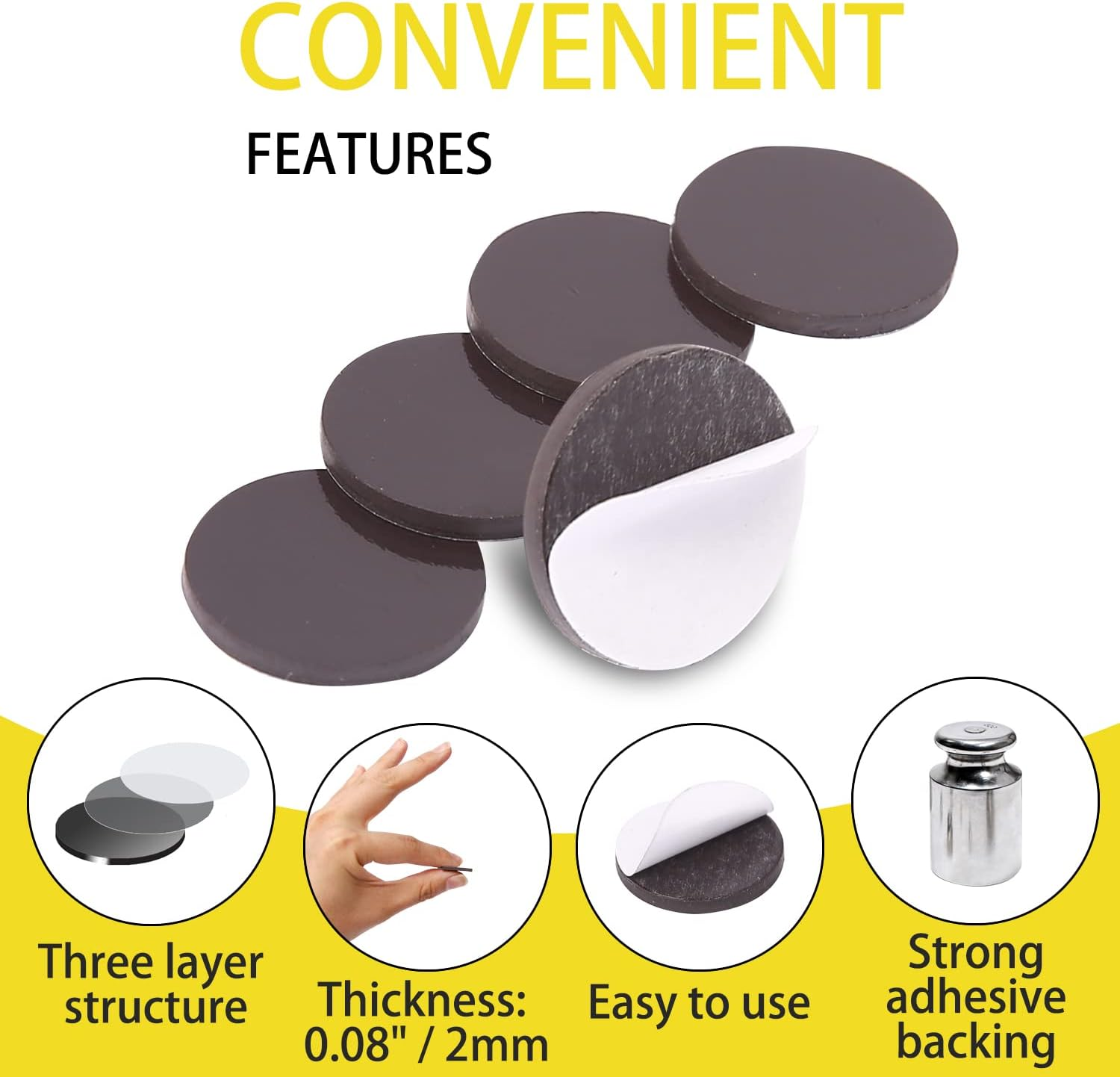 100Pcs Self Adhesive Magnets Dots for Crafts round Peel and Stick Magnets with Adhesive Backing Flexible Small Sticky Magnets for Classroom, DIY Projects, Office image number 1