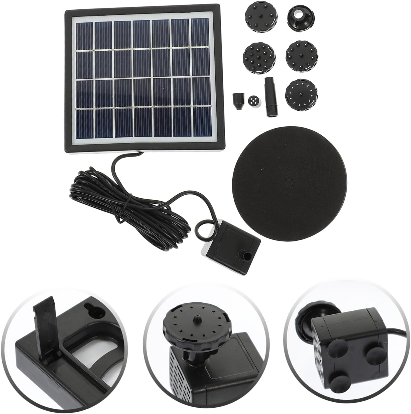 Homoyoyo Solar Powered Garden Fountain Pump Small Solar Water Pump for Outdoor Decoration Plastic and Stainless Steel Automatic Operation without Battery Electricity for Rockery and Pool image number 4