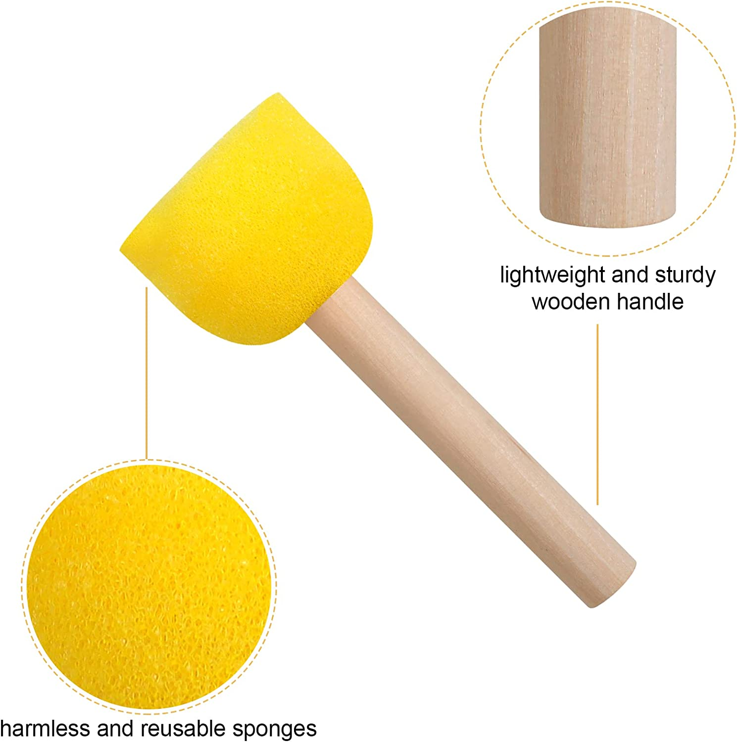 30 Pcs round Sponges Brush Set, round Sponge Brushes for Painting, Paint Sponges for Acrylic Painting, Painting Tools for Kids Arts and Crafts (4 Sizes) image number 6
