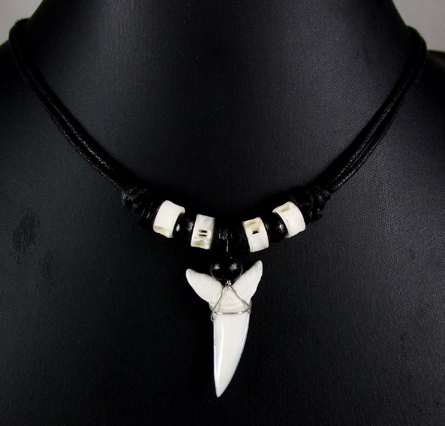 Swimmi Genuine Mako Shark Tooth Necklace for Men Women Boy Girl with Seed Beads and Adjustable Waxed Cord Handmade Jewelry EA200, Shark Tooth, Shark Tooth image number 6