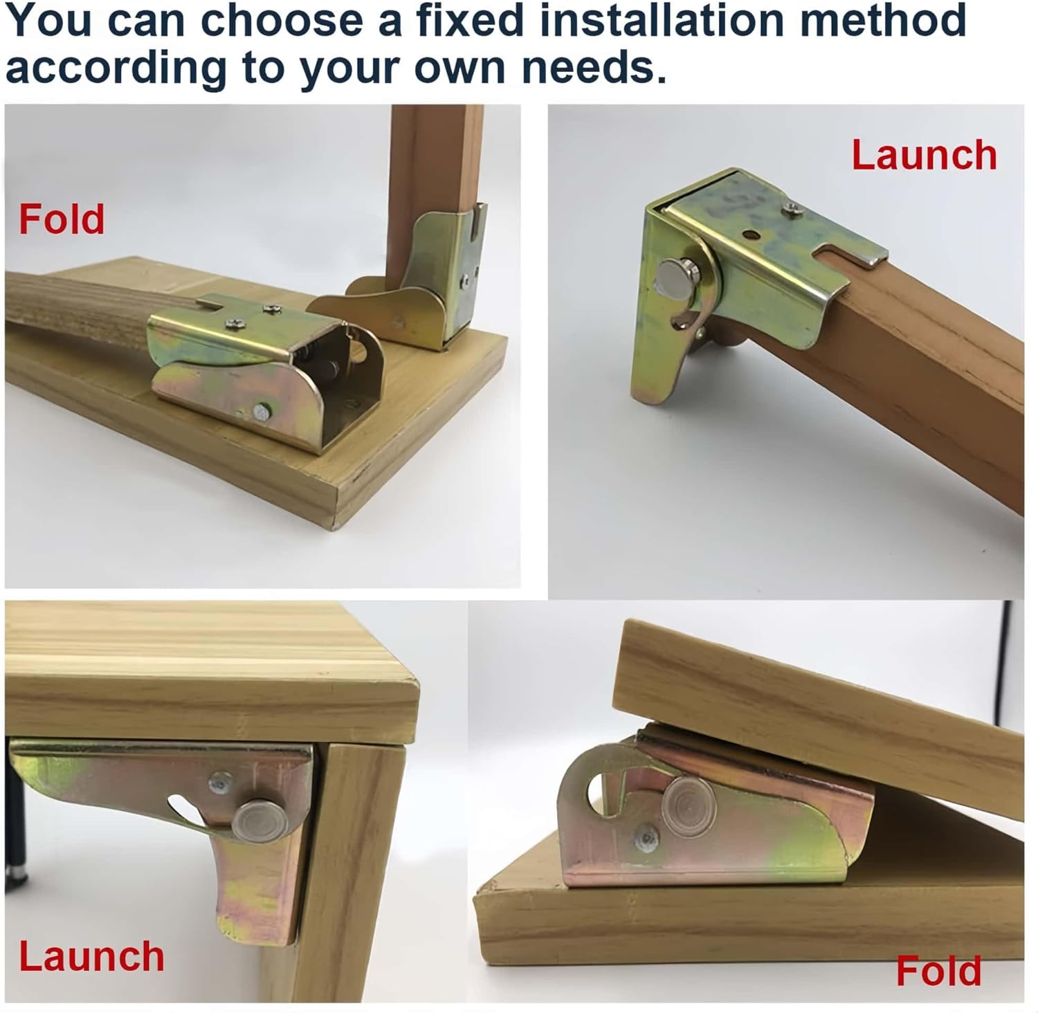 4 Pack Folding Table Legs Hinge Bracket, Self Locking 90 Degree Foldable Table Bracket Heavy Duty Hinges for Folding Table Workbench Bed Legs image number 5