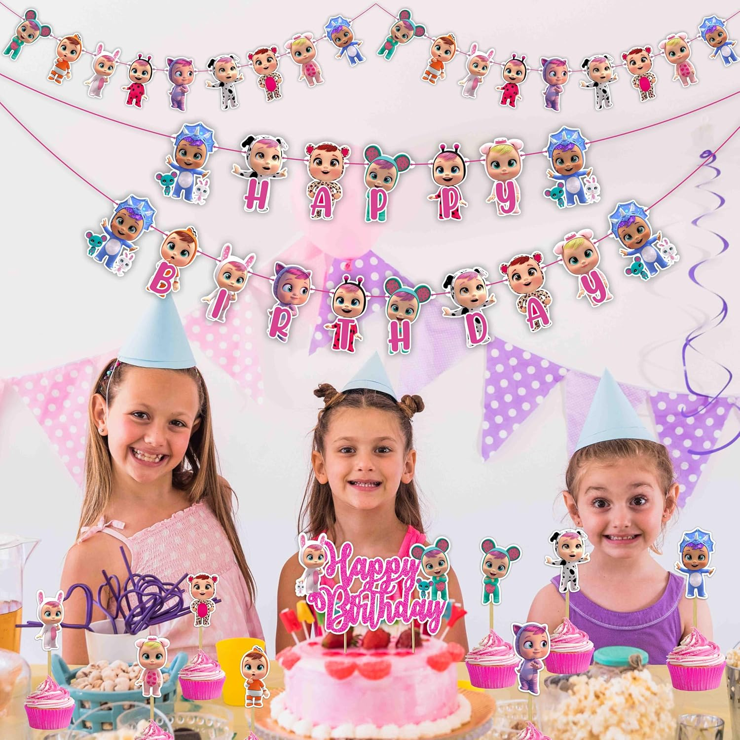 Cric Babes Theme Birthday Party Supplies &ndash; Glam Cricket Birthday D&eacute;cor for Girls &ndash; Pink & Black Sports Party Set with Banner, Cake Topper, & More image number 4