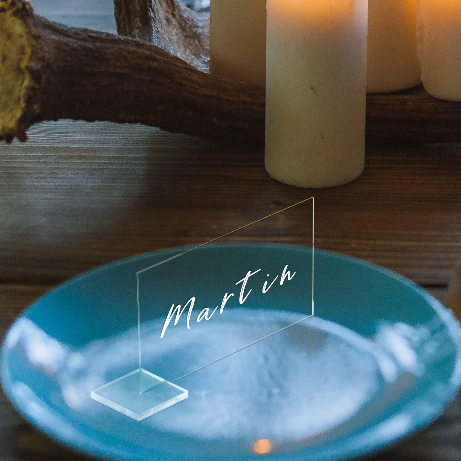 30 Pcs Clear Acrylic Place Cards with Holders, DIY Blank Rectangle Name Cards, Standing Wedding Guest Escort Signs for Party Dinner Table Setting image number 5