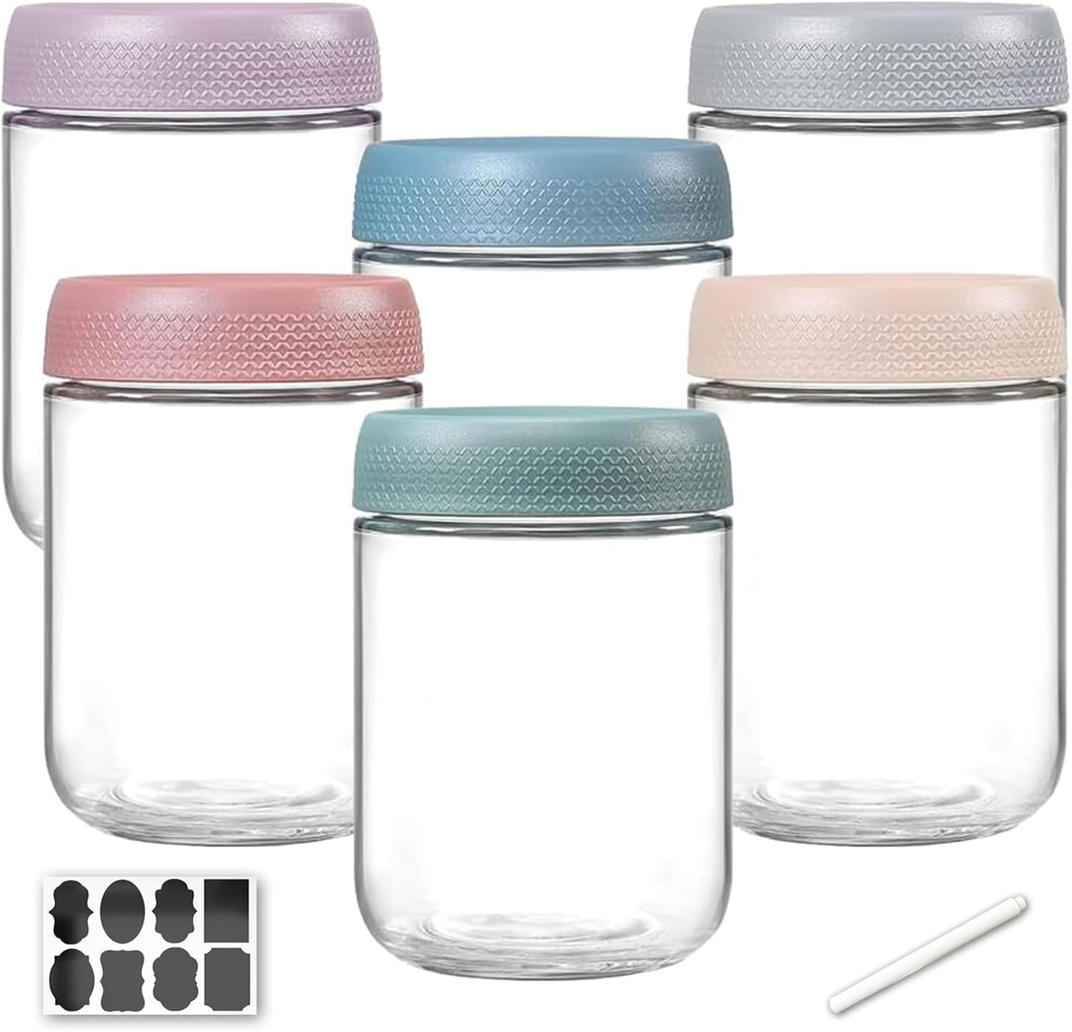 TFMODBFA 6 Pack 16 Oz Overnight Oats Container Jar with Screw Lid - Wide Mouth Mason Salad Jars, Airtight Glass Food Storage Containers for Yogurt Spice Snacks Sugar（480Ml） image number 6