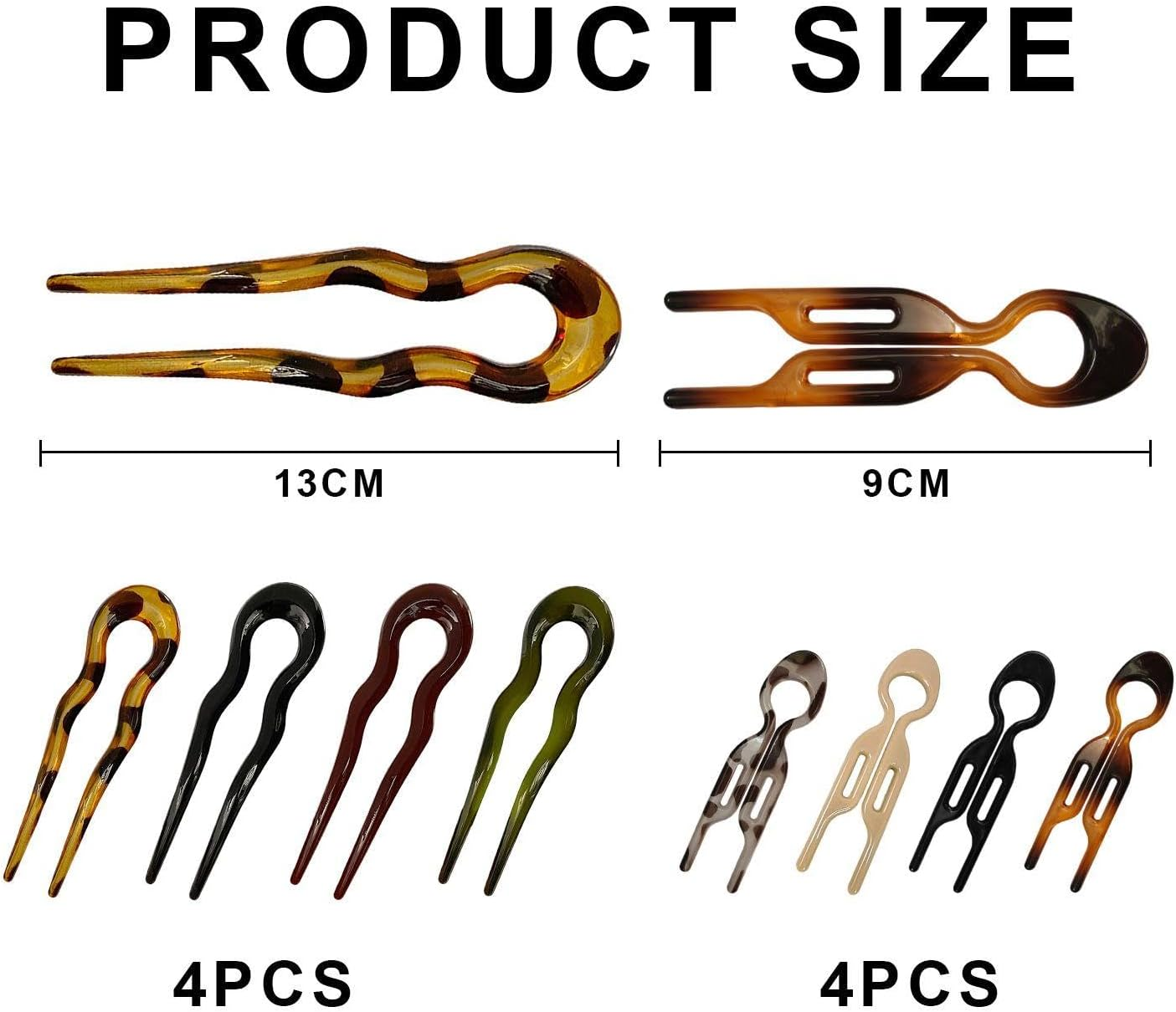 4 U-Shaped Wave Hair Pins and 4 Fishtail Hairpins, Retro Hairstyle Accessories, Female French Hairpins, Suitable for Fashion Styling Design. image number 4