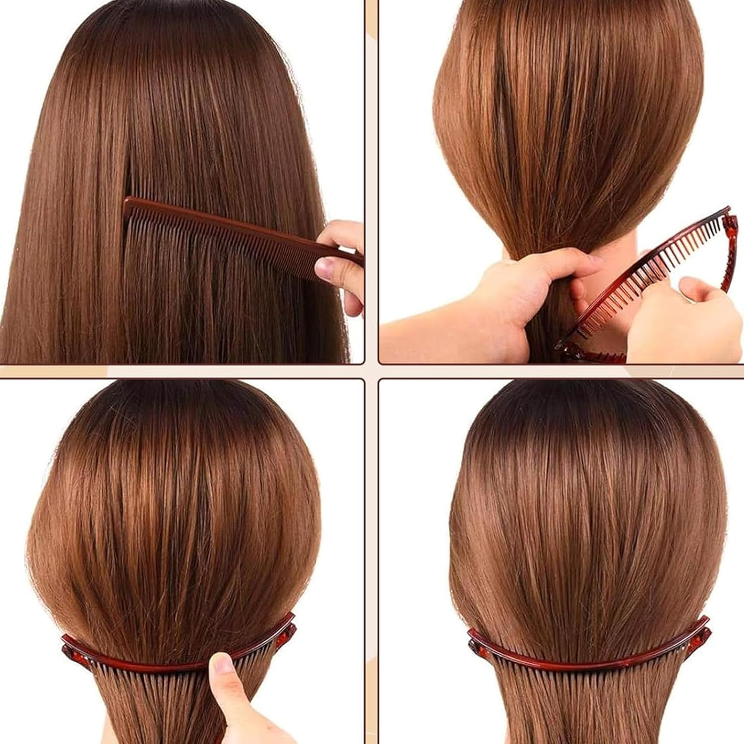 Pack of 3 Banana Clip Hair, Lightweight Banana Hair Clip for Thick, Brown, Hair Clips for Fine Hair, Strong Hold, Ponytail Holder for Work, School, Parties and Daily Use (Black, Brown, White) image number 1