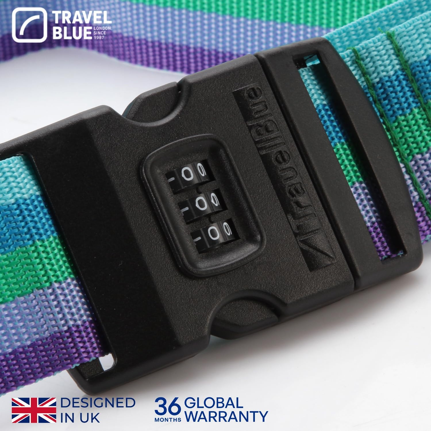 Travel Blue Luggage Straps &ndash; Adjustable Suitcase Straps in Multiple Sizes and Colours (Purple, 3-Dial (200Cm)) image number 1