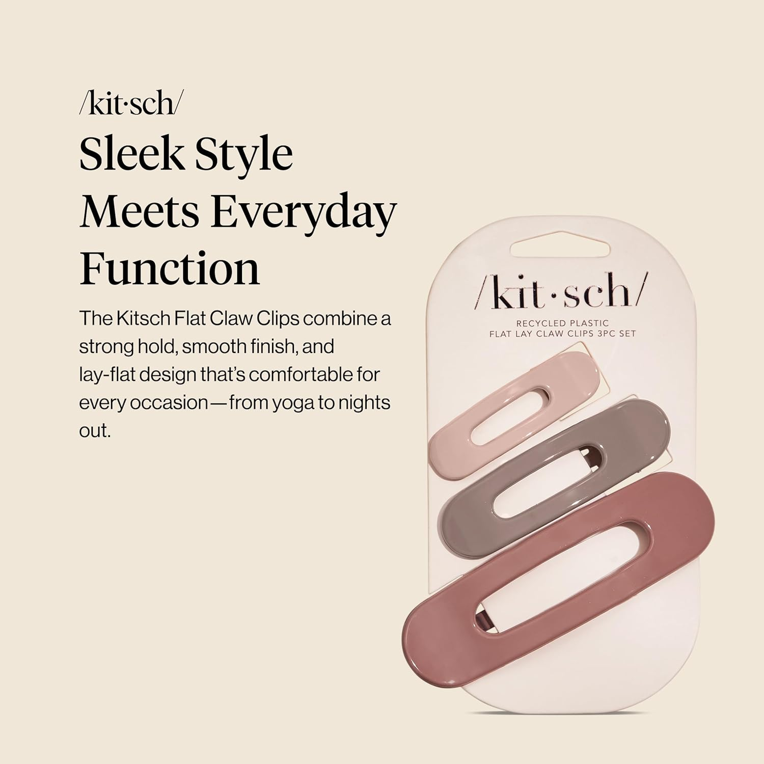 Kitsch 3Pc (Terracotta) Flat Hair Clips for Women, Recycled Lay Flat Claw Clips for Thick Hair, Flat Hair Claw Clips,Flat Claw Clips for Thin Hair, Flat Clips for Hair, Hair Accessories for Girls image number 5