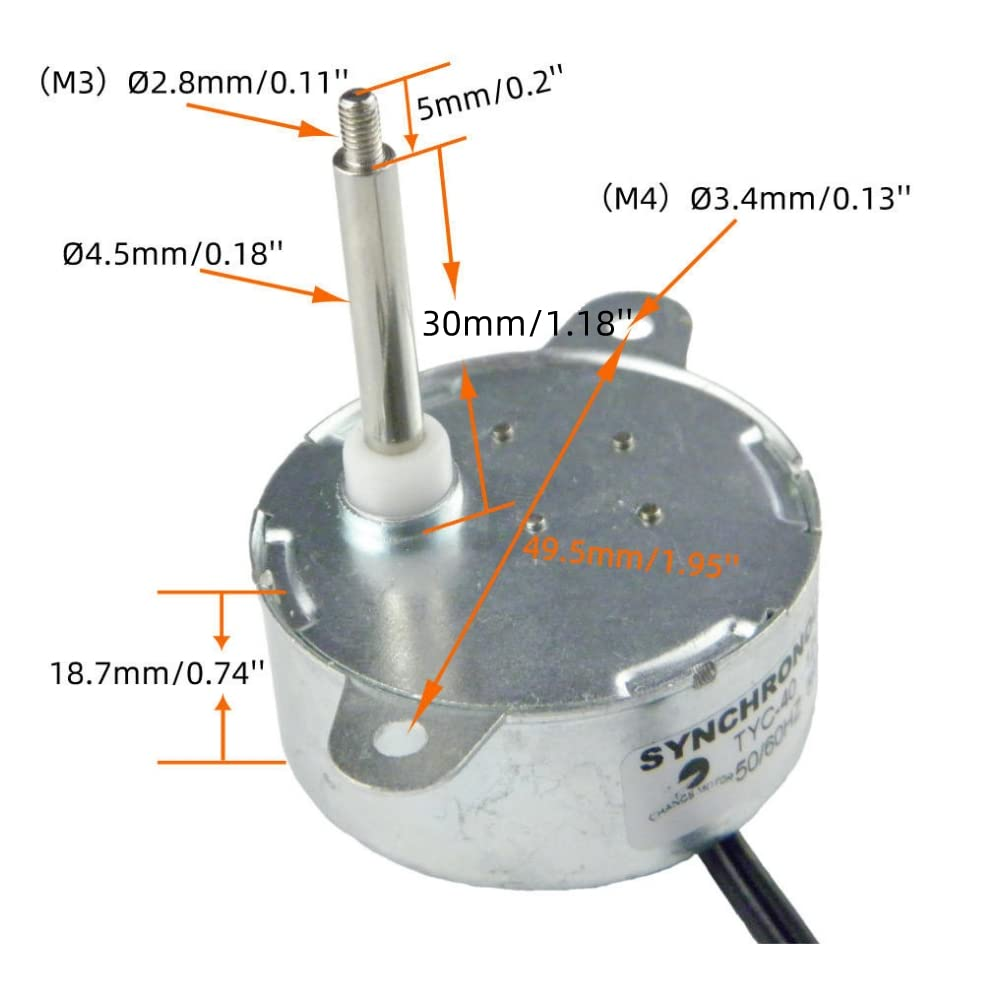 CHANCS TYC-40 Small Synchronous Motor DC 12V 5RPM Shaft 35Mm CW/CCW Electric Motor for Decorative Colored Lights image number 3