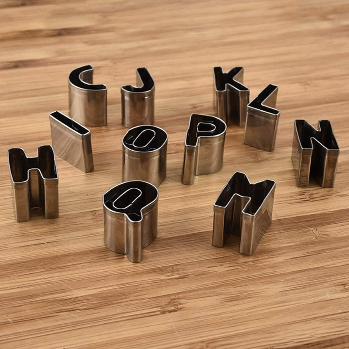 26 Capital Letter Cookie Cutter Alphabet Cake Cookie Mold Stainless Steel Biscuit Mould Press Icing Plunger Letter Baking Stamp Modelling Cutter for Fondant Cake Biscuit Baking Fruit Vegetables image number 4