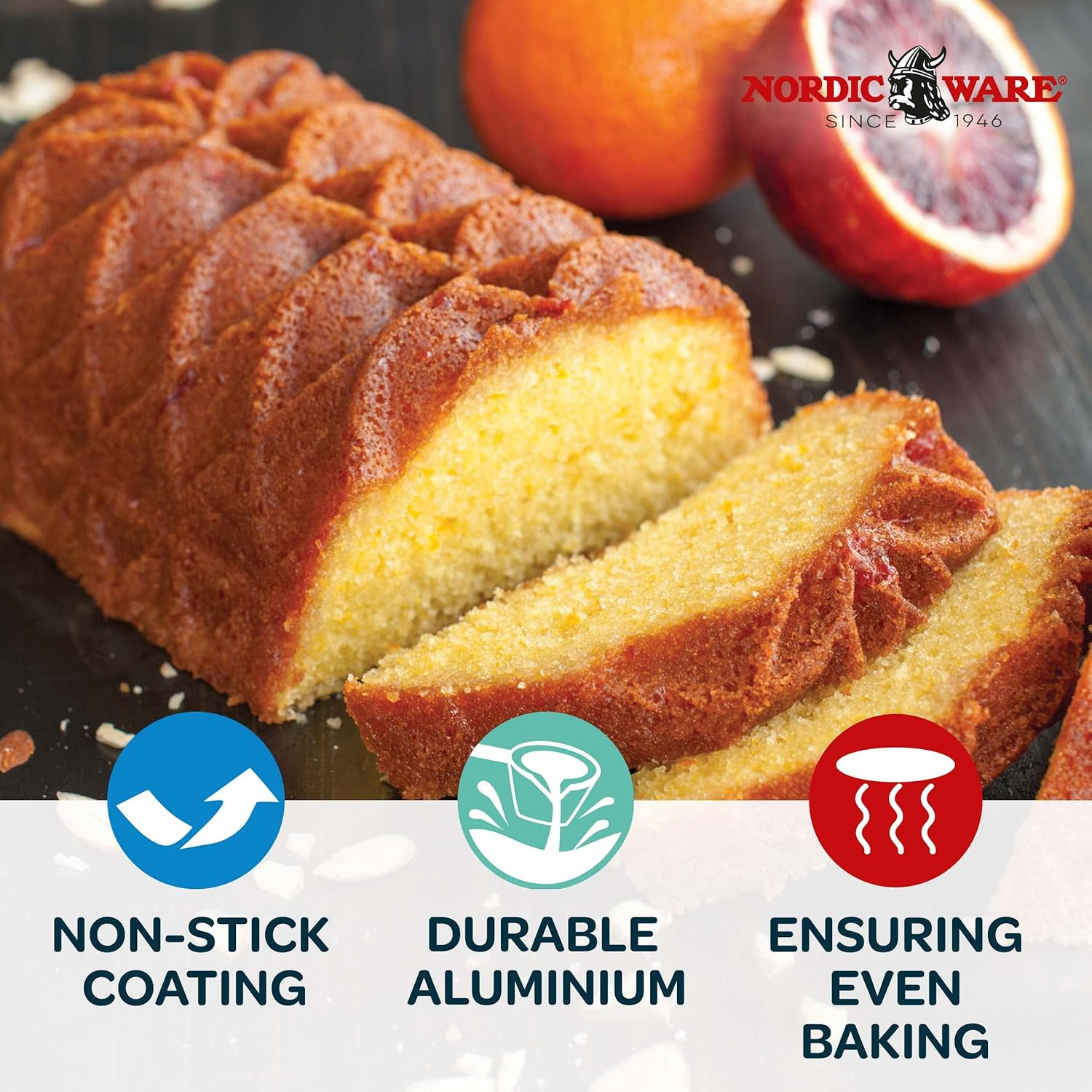 Nordic Ware USA Little Bundts Jubilee Cast Aluminium Loaf Pan, Gold, 26 X 15 X 7.5 Cm