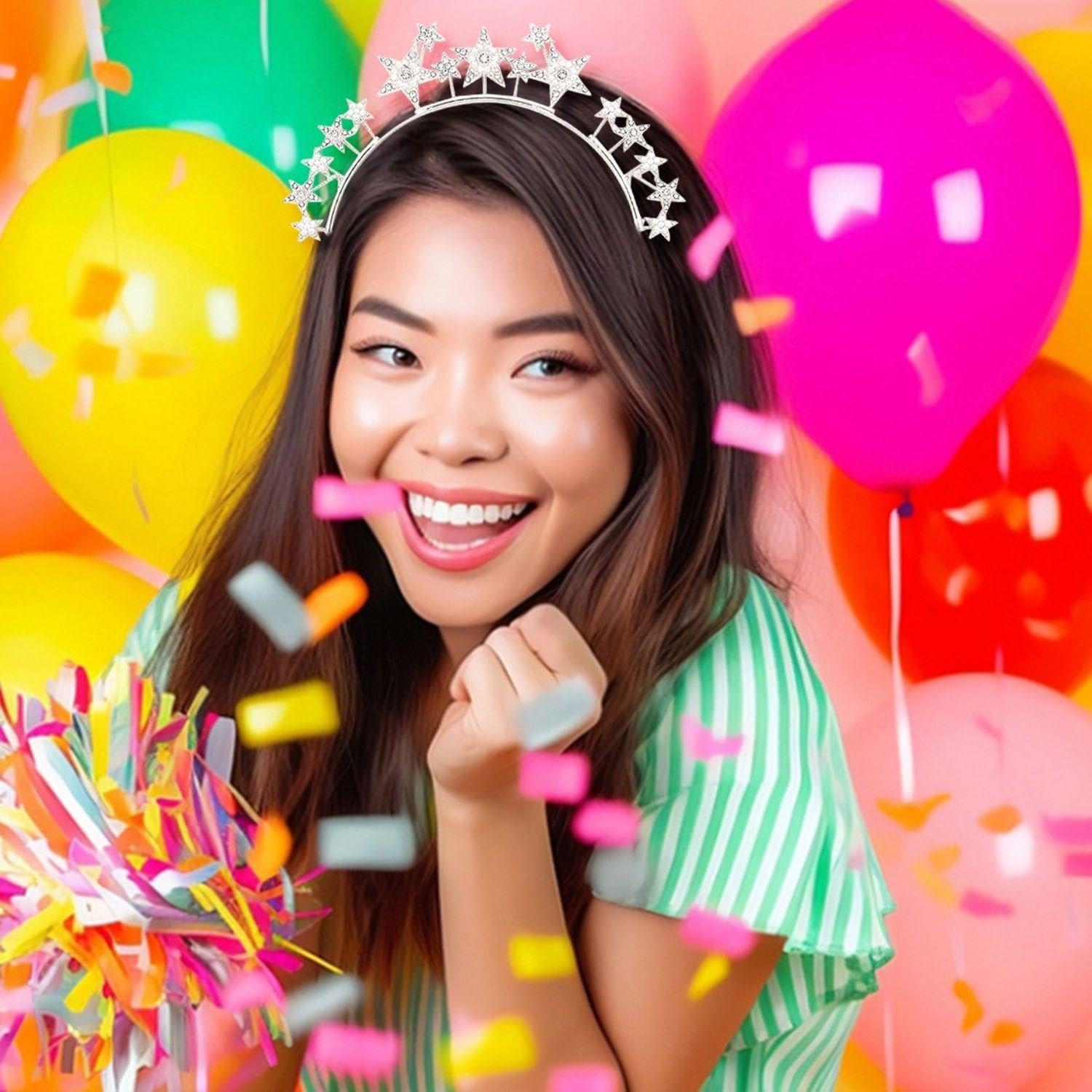 Pack of 3 Star Headbands, Five-Pointed Star Headbands with Rhinestones, Fashionable Party Headbands, Glitter Dress Headbands, Holiday Hair Accessories for Children and Adults image number 3