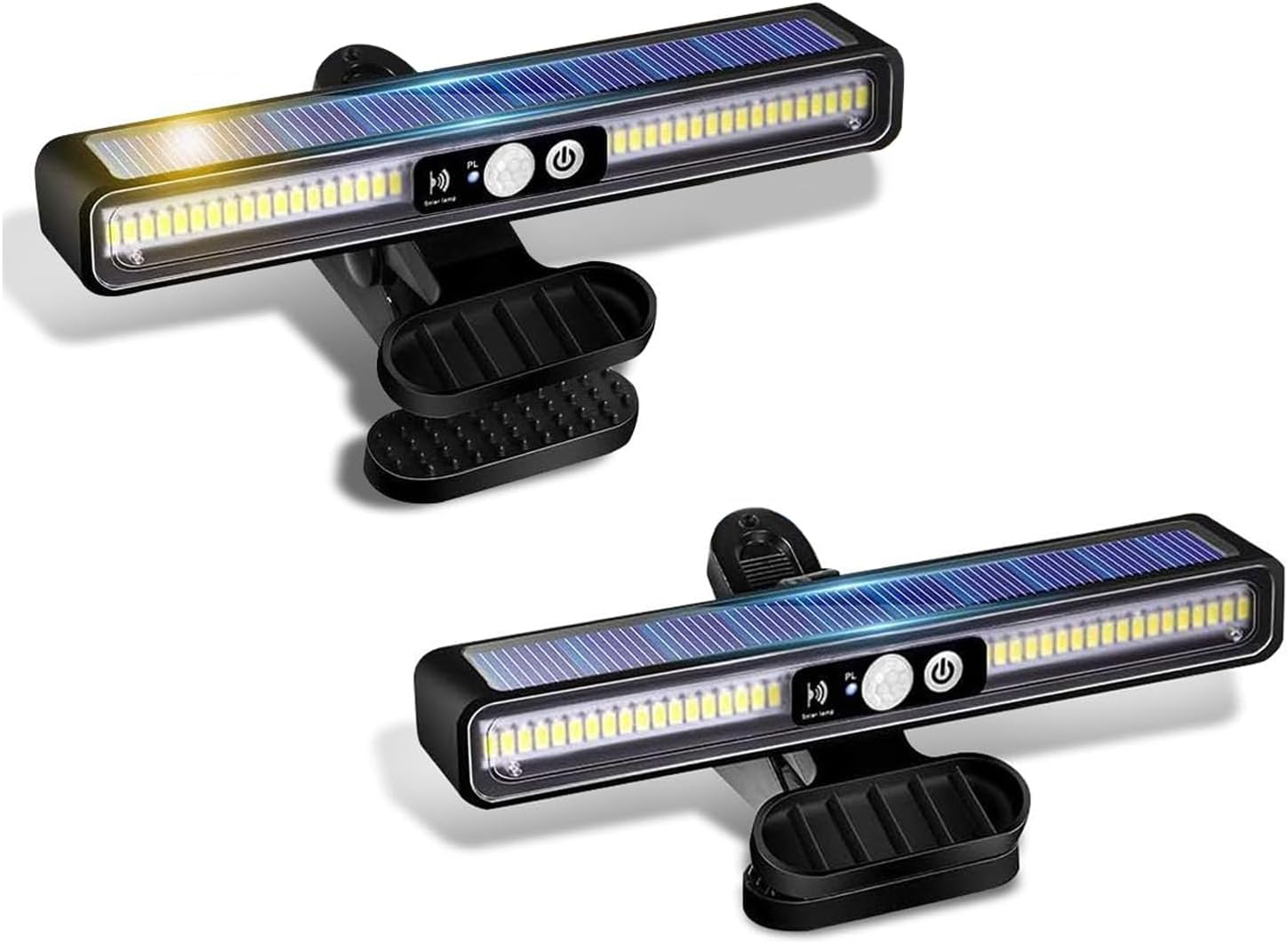Clip on Solar Motion Sensor Lights Outdoor, 3 Lighting Modes High Bright Waterproof Clip on Solar Lights Outdoor, Solar Powered Security Lights for outside Fence Garage Backyard (2 Pack) image number 2