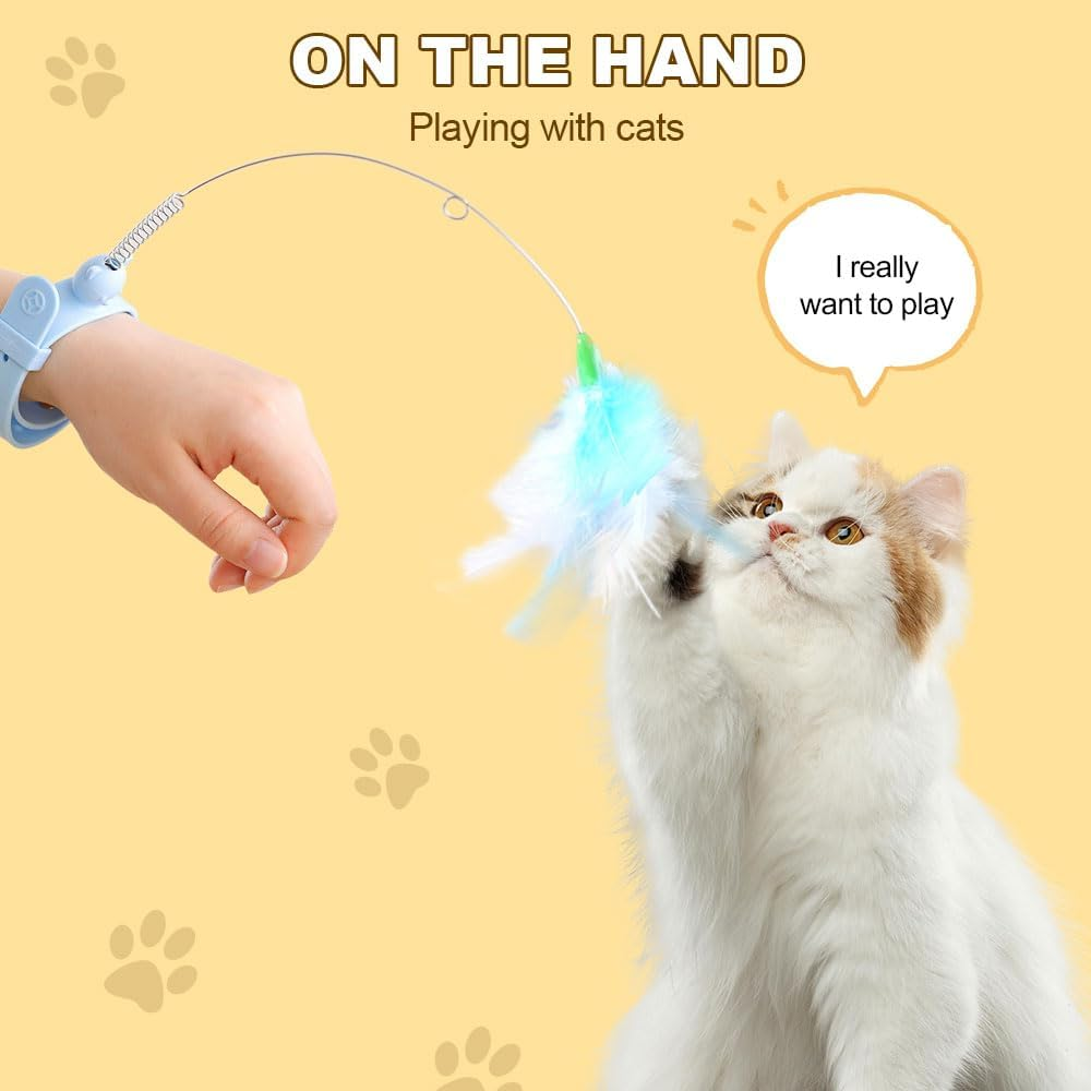 YAUNJI Cat Collars with Cat Feather Toys, 2024 New Cat Toys Attached for Indoor Cats, Interactive Cat Neck Toy (Pink, 1 PCS) - Pink image number 3