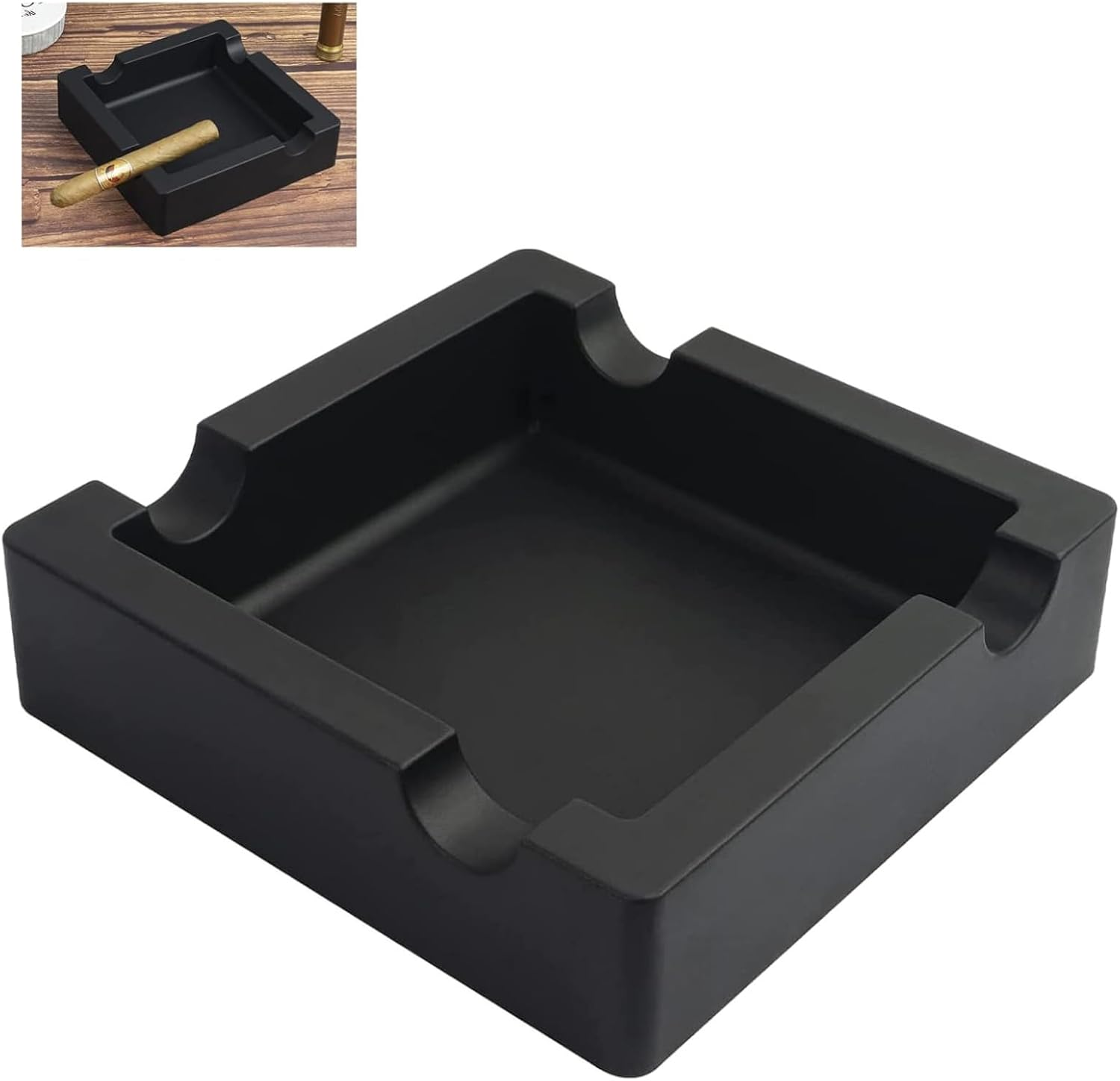 Unbreakable Silicone Cigar Ashtray - Large 15Cm X 15Cm Outdoor/Indoor Use, 4 Cigar Holders, Weatherproof & Scratch-Resistant (300G) image number 2