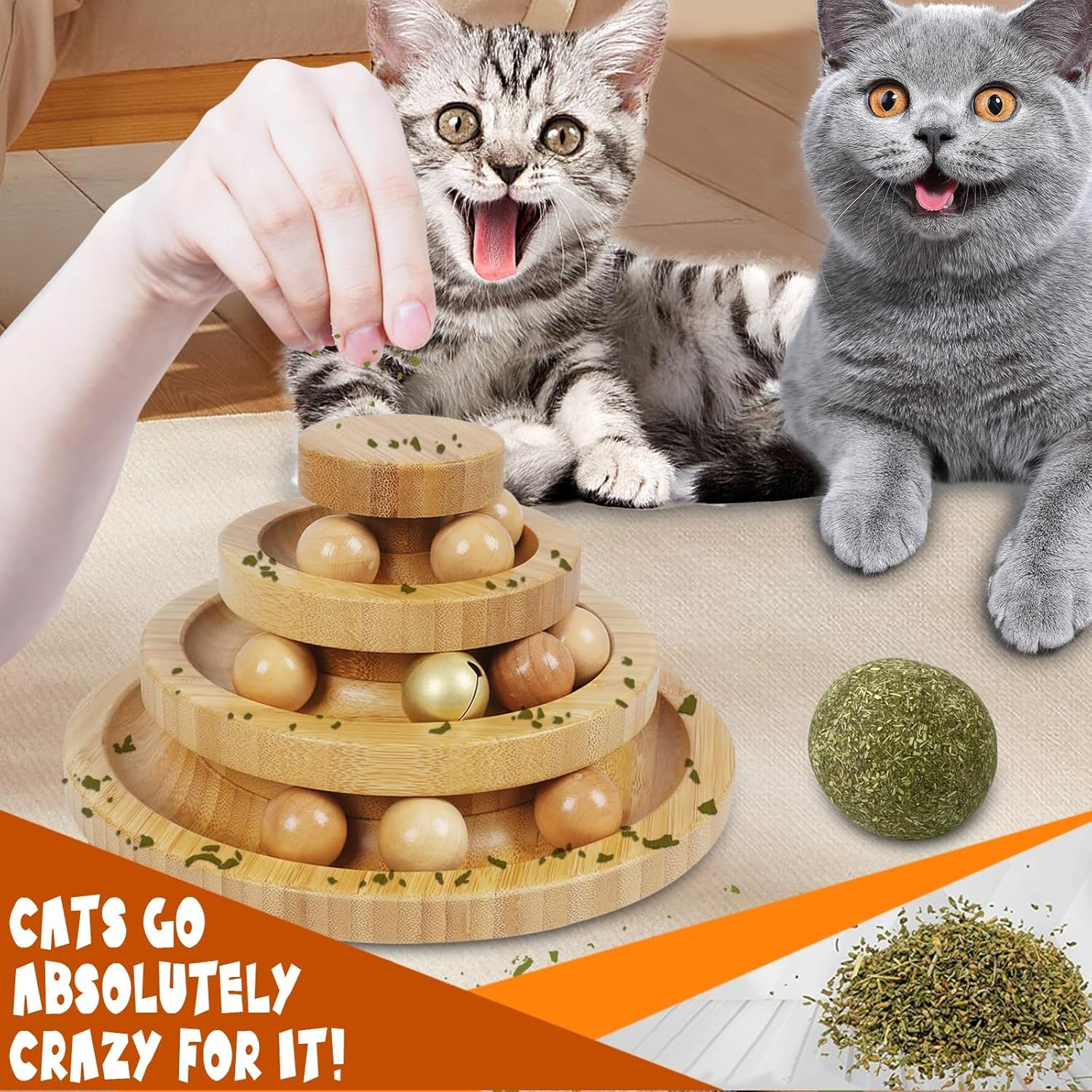 EP Leben Cat Ball Track Toy, Kitty Toys Roller, 3-Level Ball Tower with 9 Removable Balls,Interactive Cat Toy, DIY Circle Fun Toy for Kitten Mental Physical Exercise - Medium Size image number 3