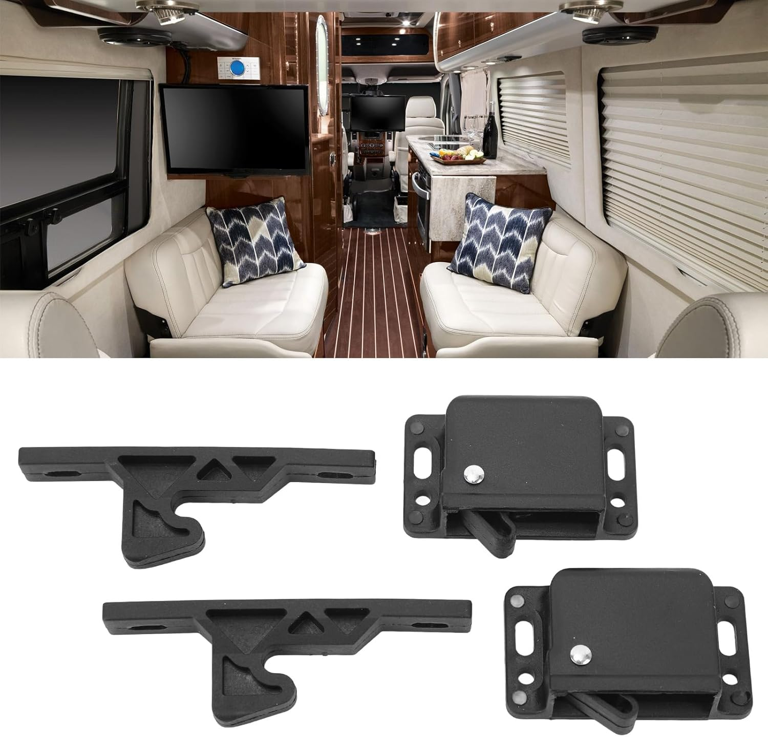 8 Sets RV Cabinet Latch, RV Drawer Latches and Catches, Replacements Push Catch Latch with Mounting Hardware for Motor Home Cargo Trailer