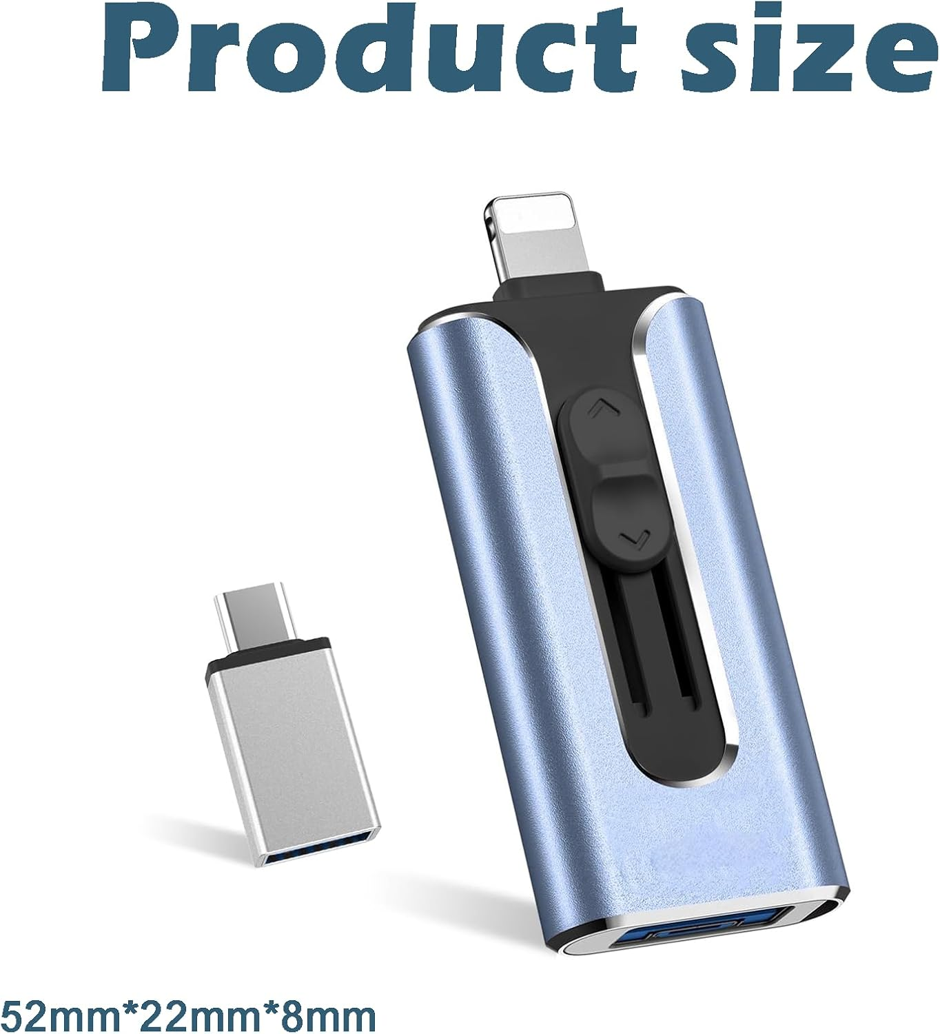 Treayes 4 in 1 Phone Photo Stick, for Mfi Certified Phone Flash Drive, 512G USB Drive for Iphone Ipad USB Stick, Phone Thumb Drive,Phone Photo Storage Phone Memory Stick (Blue) image number 5