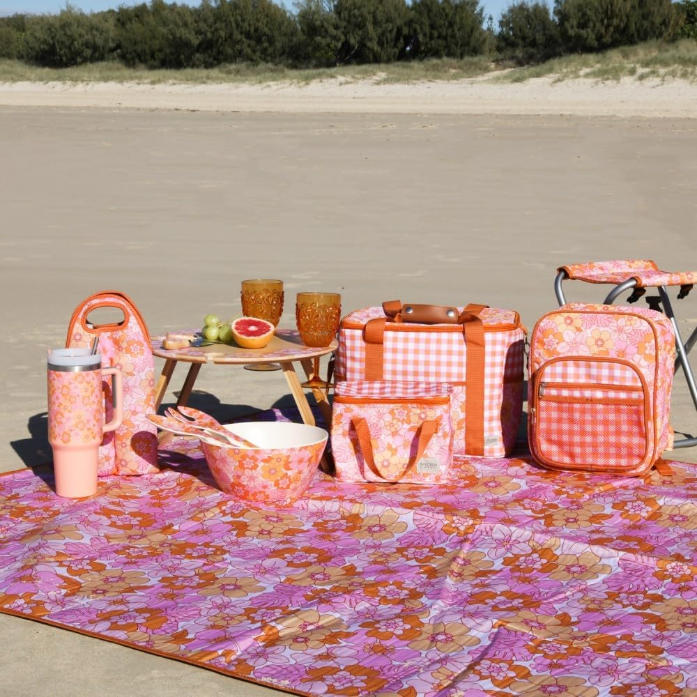 Splosh Retro Floral Picnic Rug with Handle, 194 Cm Length X 148 Cm Width X 0.5 Cm Height image number 2