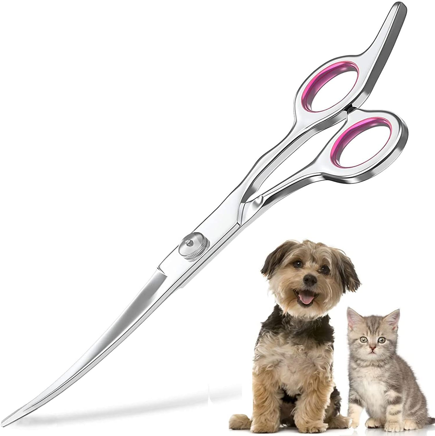 Pet Scissors, Grooming Scissors, 6 Inch Professional Stainless Steel Dog Grooming Scissors for Dogs, Cat Hair Scissors for Dogs, Paw Scissors, Curved Scissors (A) image number 3