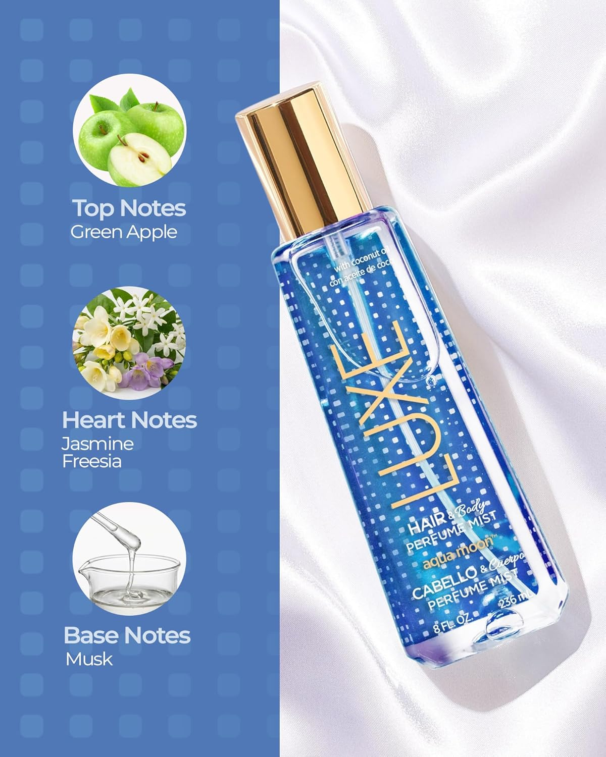 Luxe Perfumery Hair and Body Perfume Mist 8 Fluid Ounce Aqua Moon