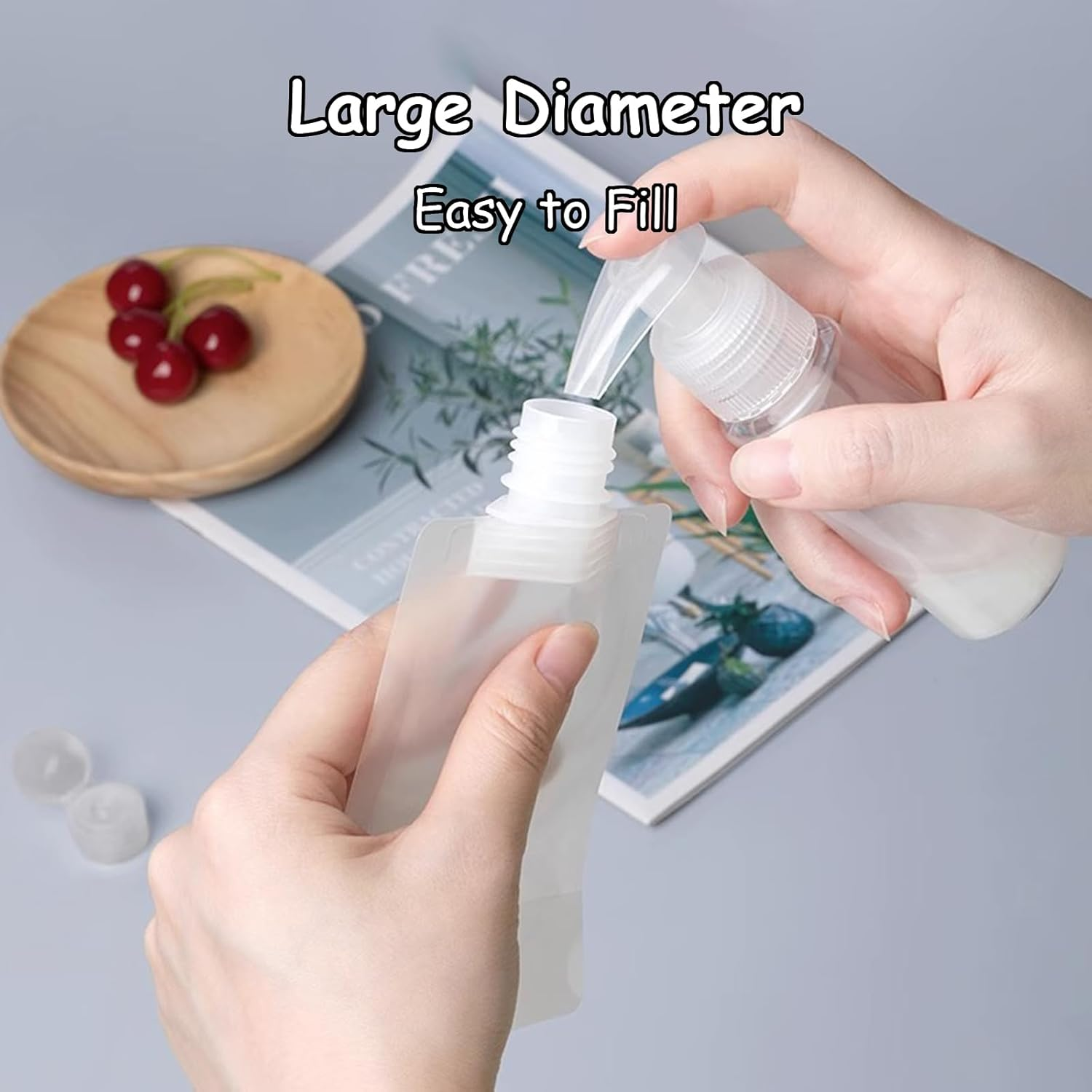 Taoluwin 6Pcs Travel Pouches for Toiletries Set, Leak Proof Clear Squeeze Bags 30Ml/50Ml/100Ml, Triple Seal Travel Size Containers with Stickers, Frosted White