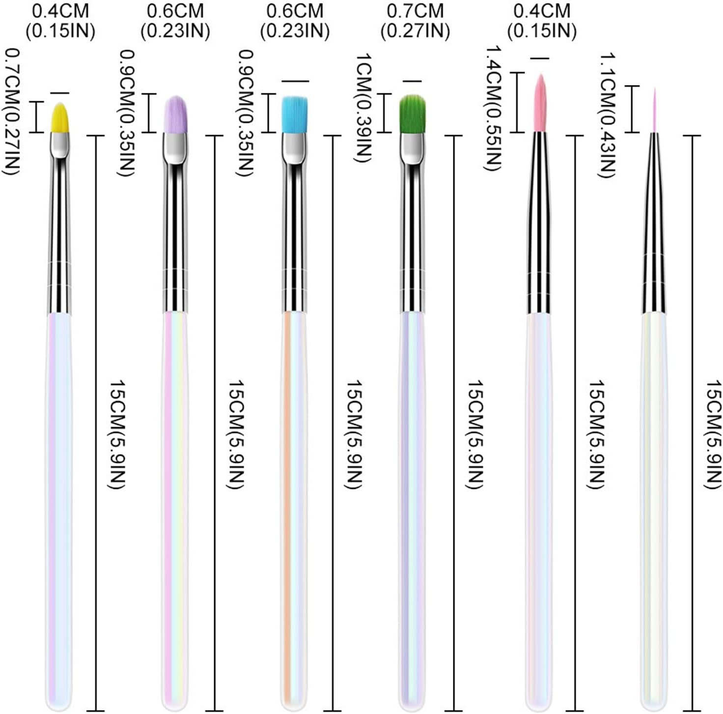 Frxib Art Nail Brushes, Nail Drawing Pens, Manicure Dotting Stamping Gel Polish Painting Tool Liner Applicator for Home Salon Beginners image number 5