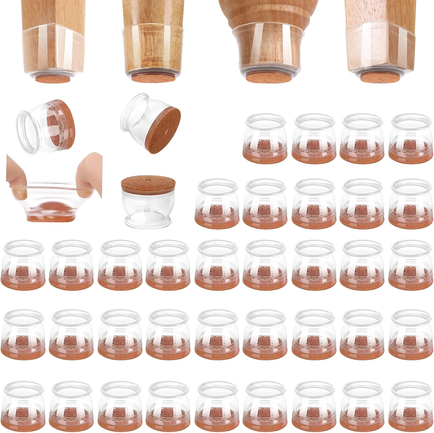 Silicone Chair Leg Floor Protectors, 36Pcs Chair Leg Protectors for Hardwood Floors, Upgrade Thickening Rubber Chair Leg Caps Covers Protecting Woode Floors from Scratches and Noise-Free image number 1