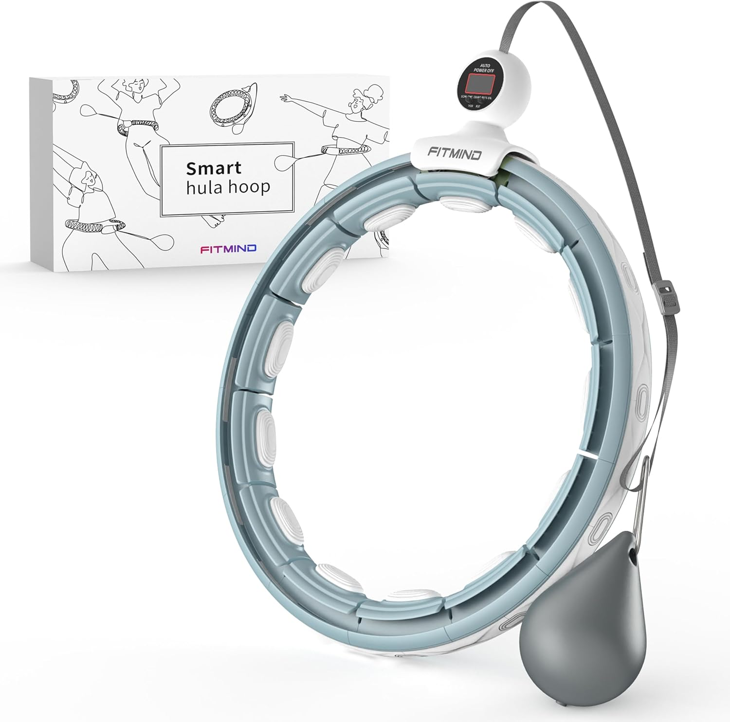 FITMIND Weighted Hula Hoop Smart Hula Hoop Intelligent Record Data Weight Loss Non-Fall Fitness Hoops 16 Sections Detachable Hula Circle with Massage Adjustable Weighted Ball