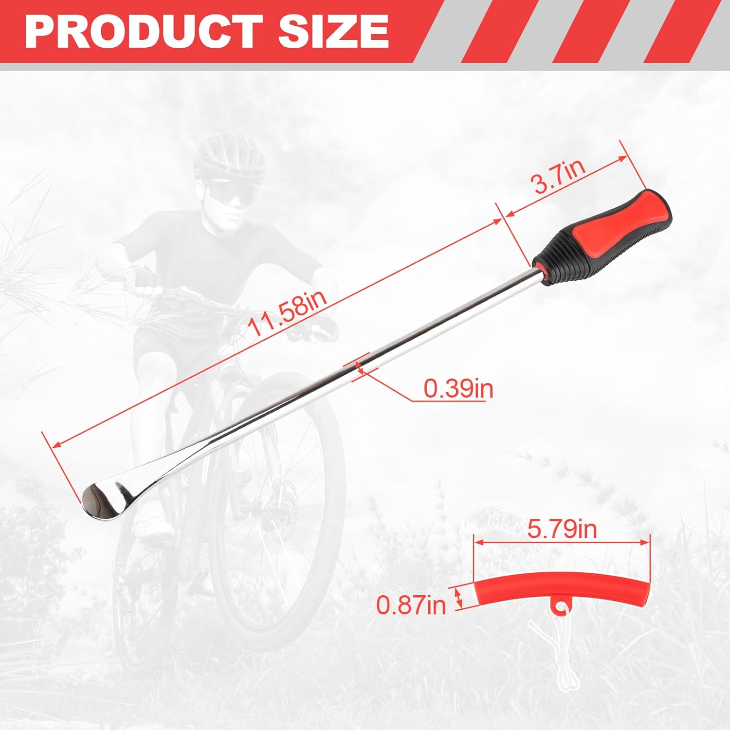 15" Tire Spoons Kit, Tire Changing Tool for Motorcycles, Dirt Bikes, Lawn Mowers and More, 29PCS Tire Removal Tool Set, with Tire Spoon, Rim Protector, Valve Tool, Valve Cover and Valve Core image number 4