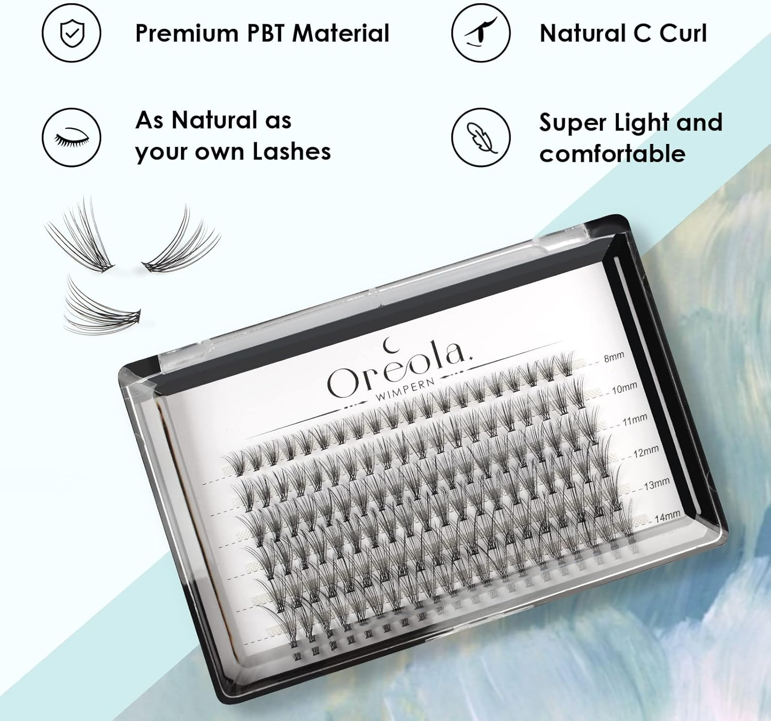 Oreola False Eyelashes Natural Lashes Cluster for DIY at Home Ultra-Light Individual Cluster Lash Extensions 0.07C Curl 8-14Mm image number 2