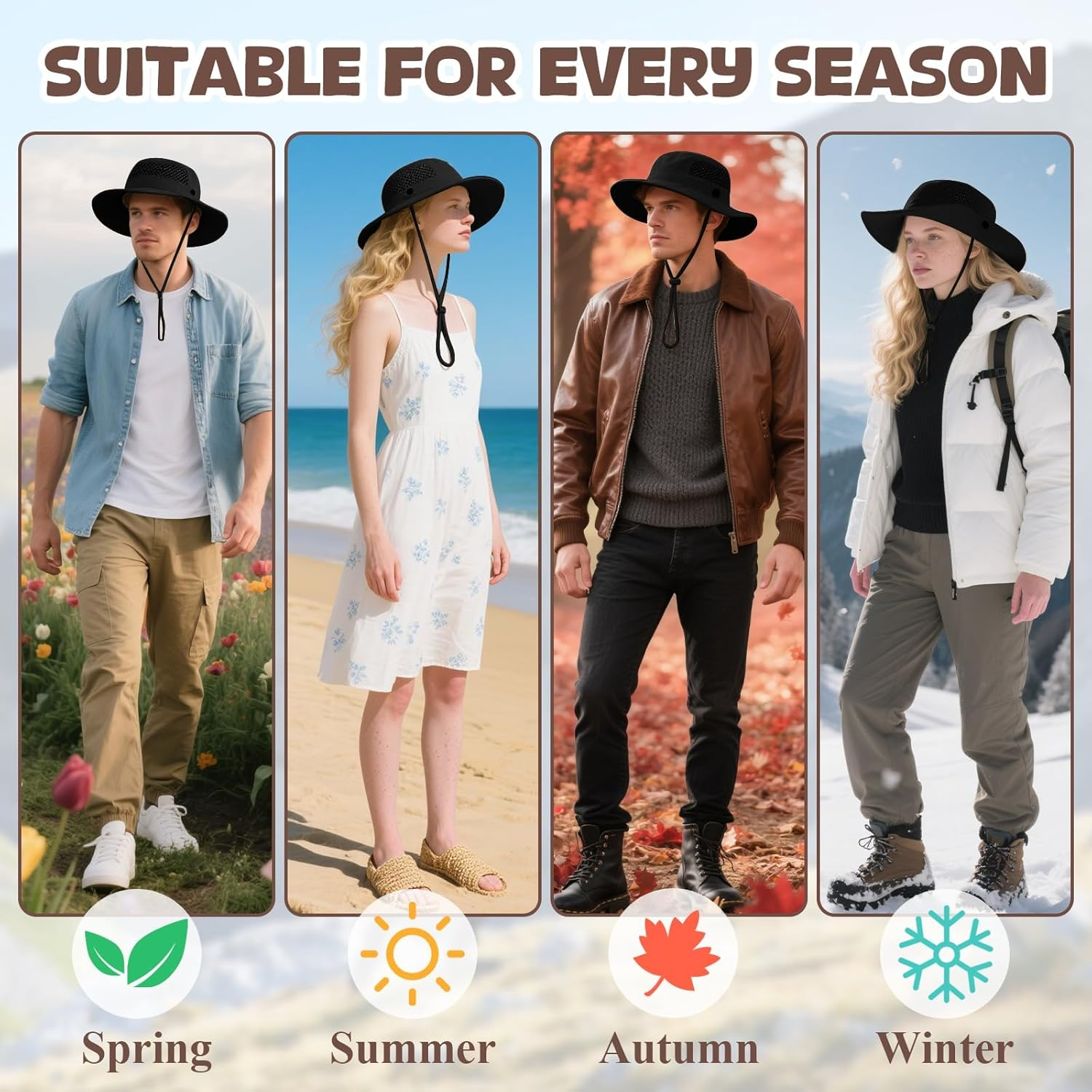 Qorvix UV Protection Wide Brim Sun Hat for Women Men, Adjustable Mesh Safari Hat with Breathable Design, Packable Lightweight for Beach Fishing Hiking and Outdoor Activities image number 5