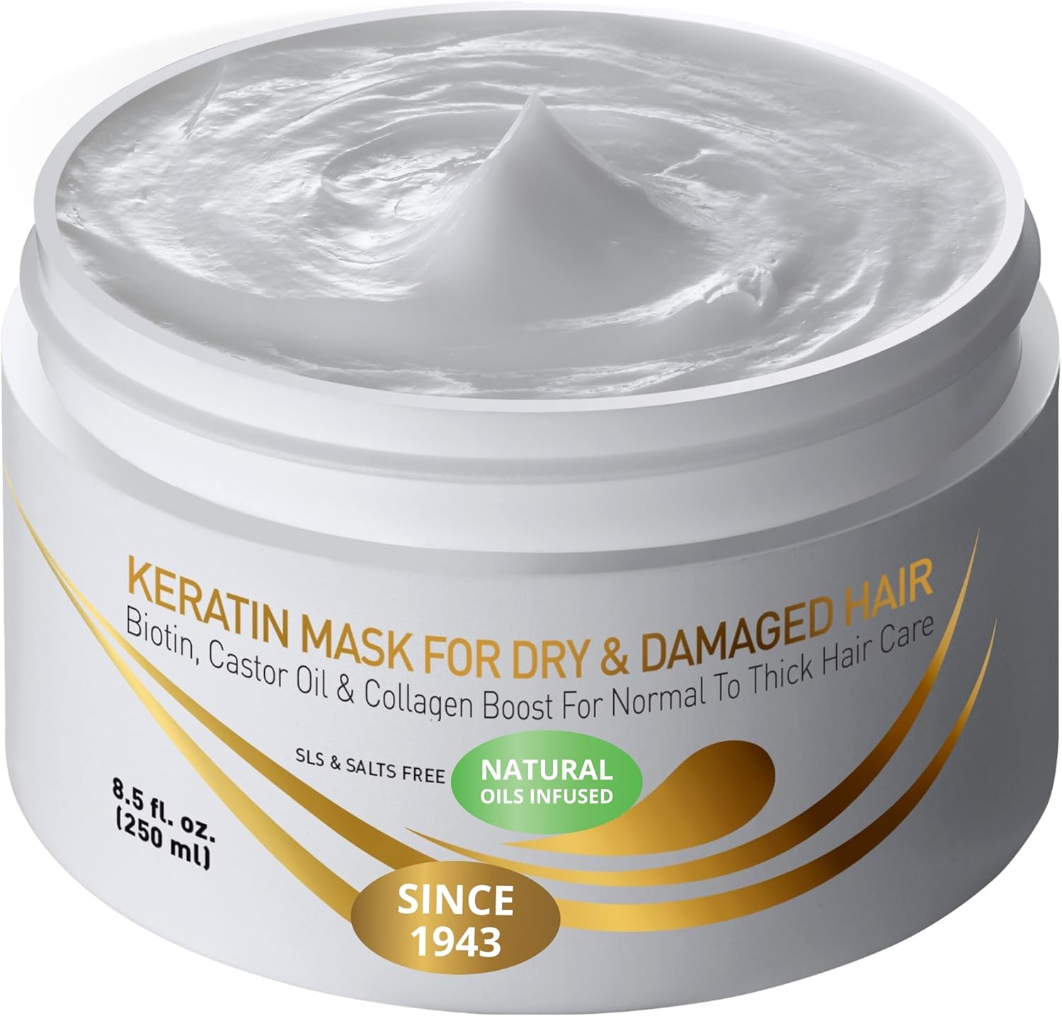 Keratin Dry & Damaged Deep Conditioner Mask - Thick Coarse Hair Care - Keratin Protein & Argan Oil Complex - Long Lasting Conditioning Repair image number 5