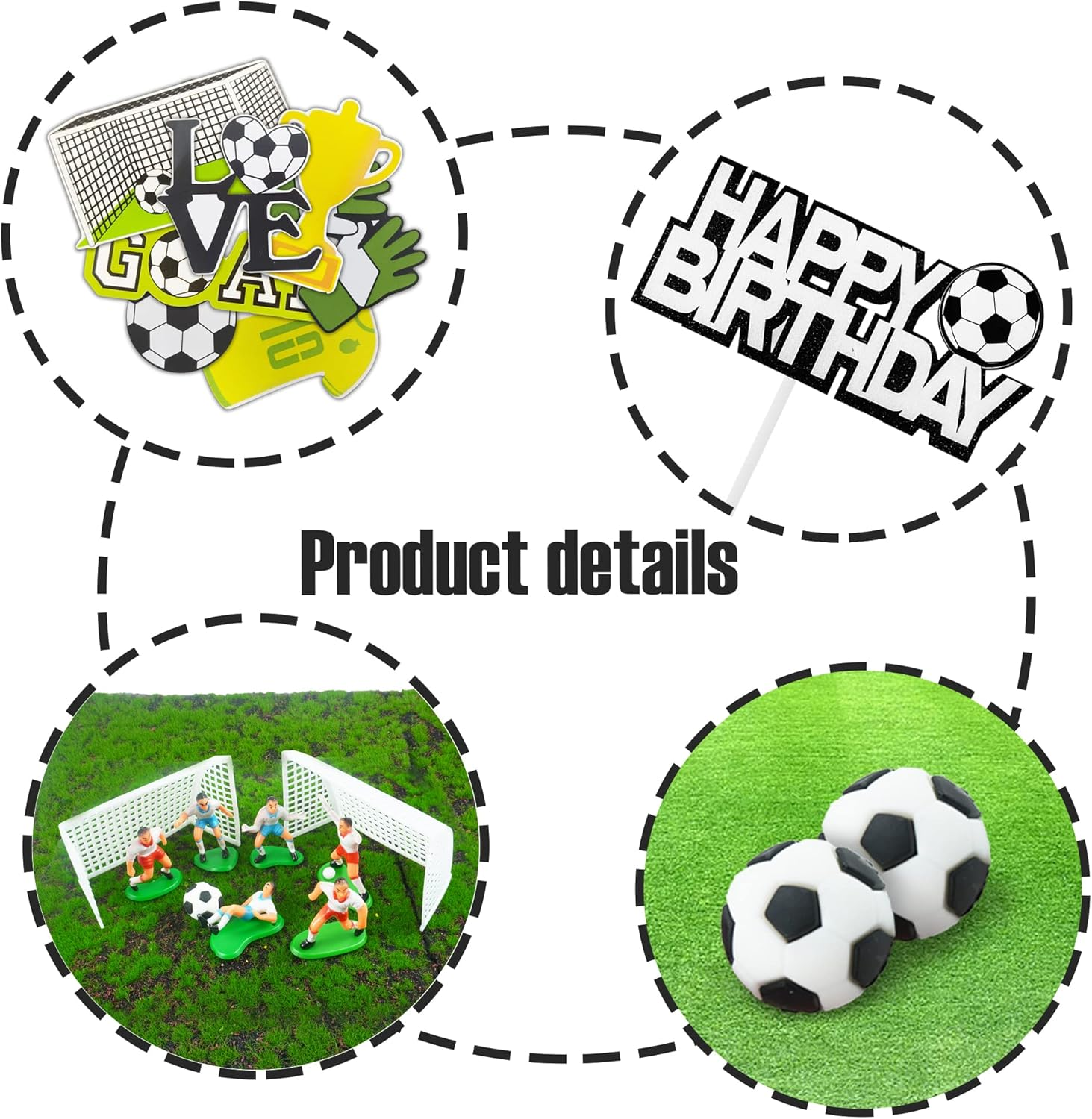19 PCS Soccer Cake Topper Decorations Soccer Ball Player Theme Cake Toppers for Soccer Party Football Party Men Boy Kid Birthday Party Sport Club Party Supplies (Soccer) image number 4