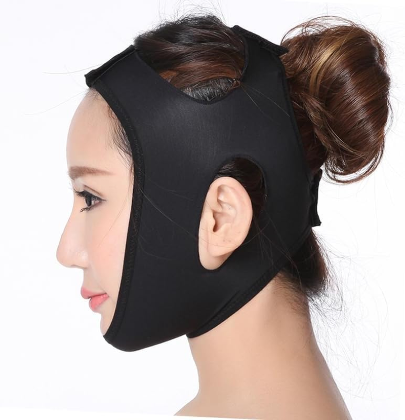 Post Surgery Neck and Chin Compression Garment Wrap Bandage, Face Slimmer, Jowl Tightening, Neck Coverage, Chin Lifting Strap (S) image number 1