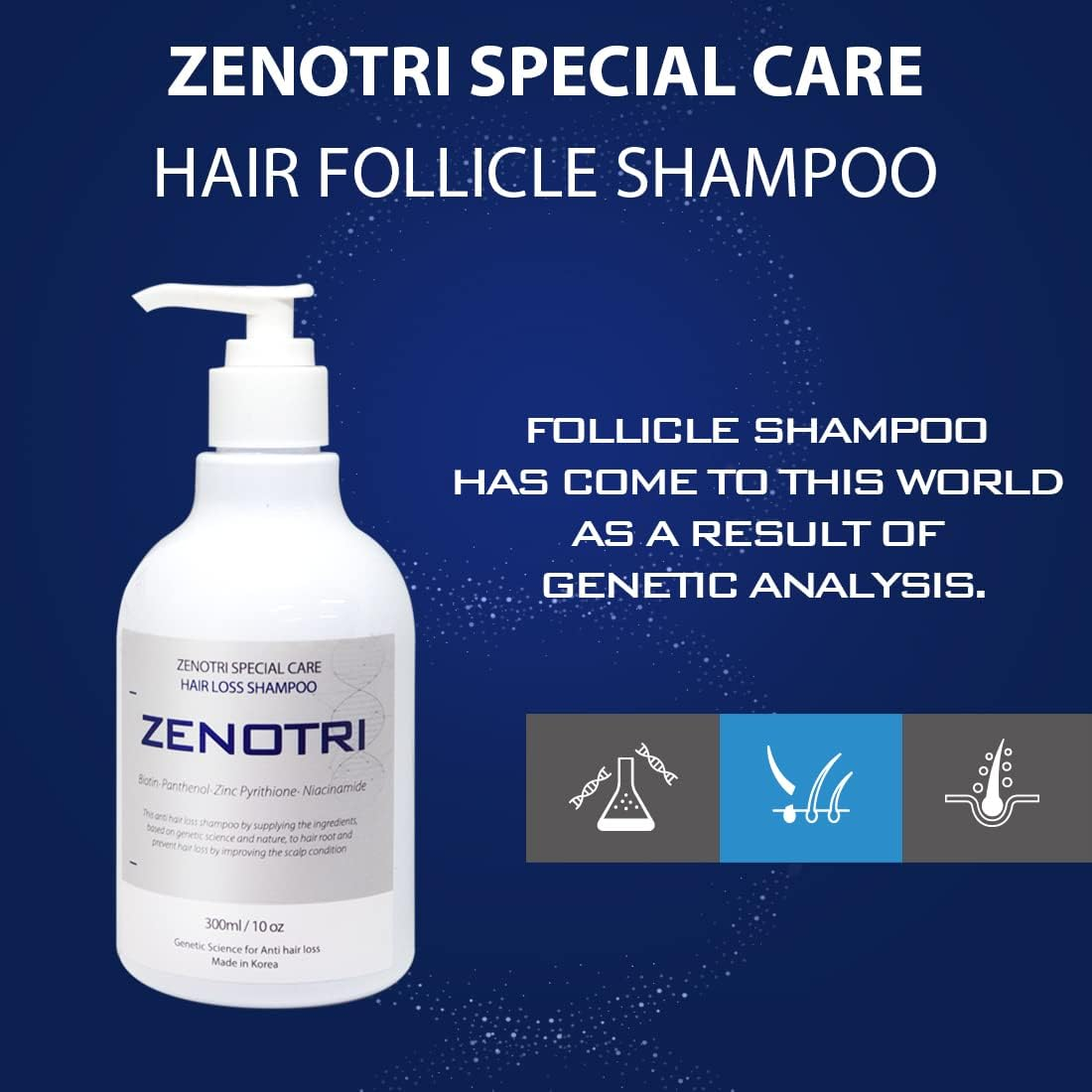 ZENOTRI Follicle Shampoo Hair Loss Zero with Copper Peptide, Biotin, Dexpanthenol, Pyrithione Zinc/Genetic Hair Care Solution image number 3