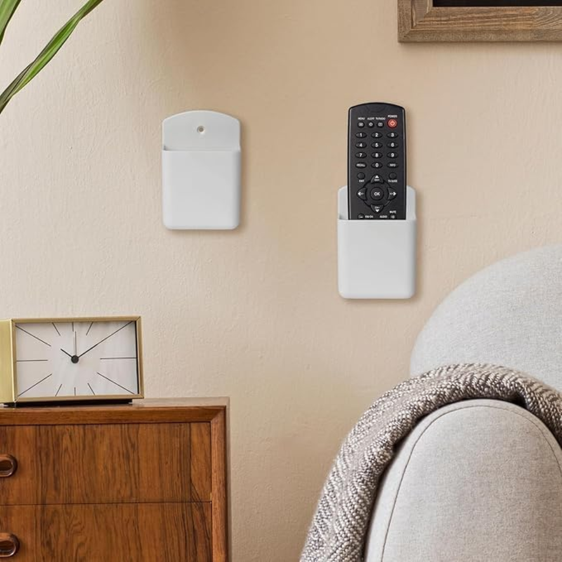 8 Pcs Remote Control Holder Wall Mount, TV Controller Holder, Self Adhesive Remote Holder, Wall Pen Holder Storage Accessories for Home Office School (White) image number 5